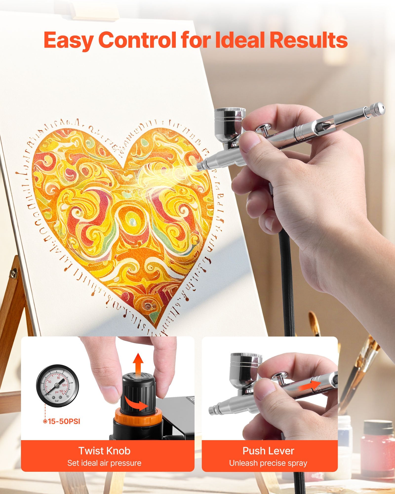 Automotive Cleaning: VEVOR Airbrush Kit Air Brush Kit 1/6 HP Air Compressor 1 Airbrush 3 Tips Paint