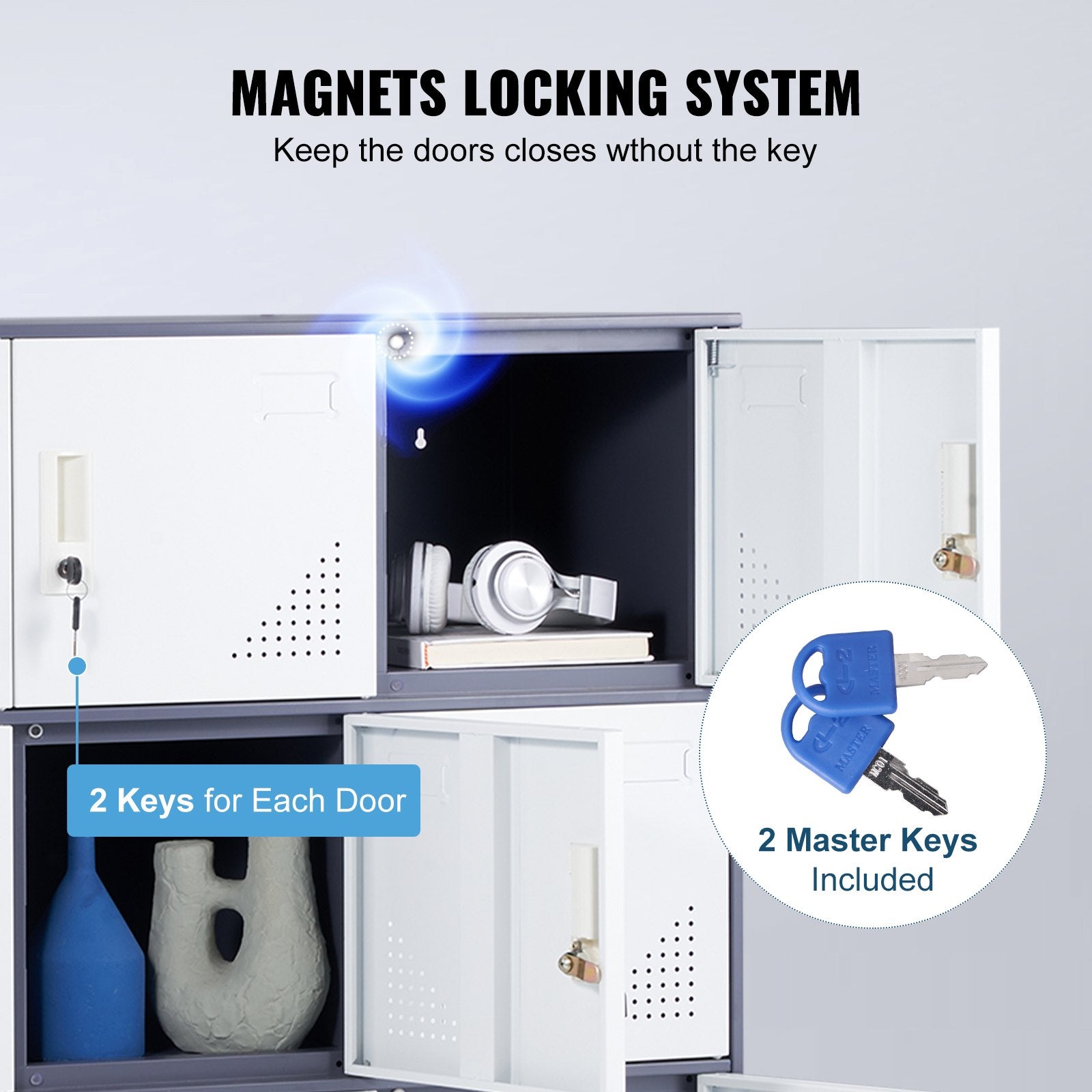 Storage Cabinets & Lockers: VEVOR 9 Doors Metal Storage Cabinet Employees Steel Storage Cabinet Office Gray