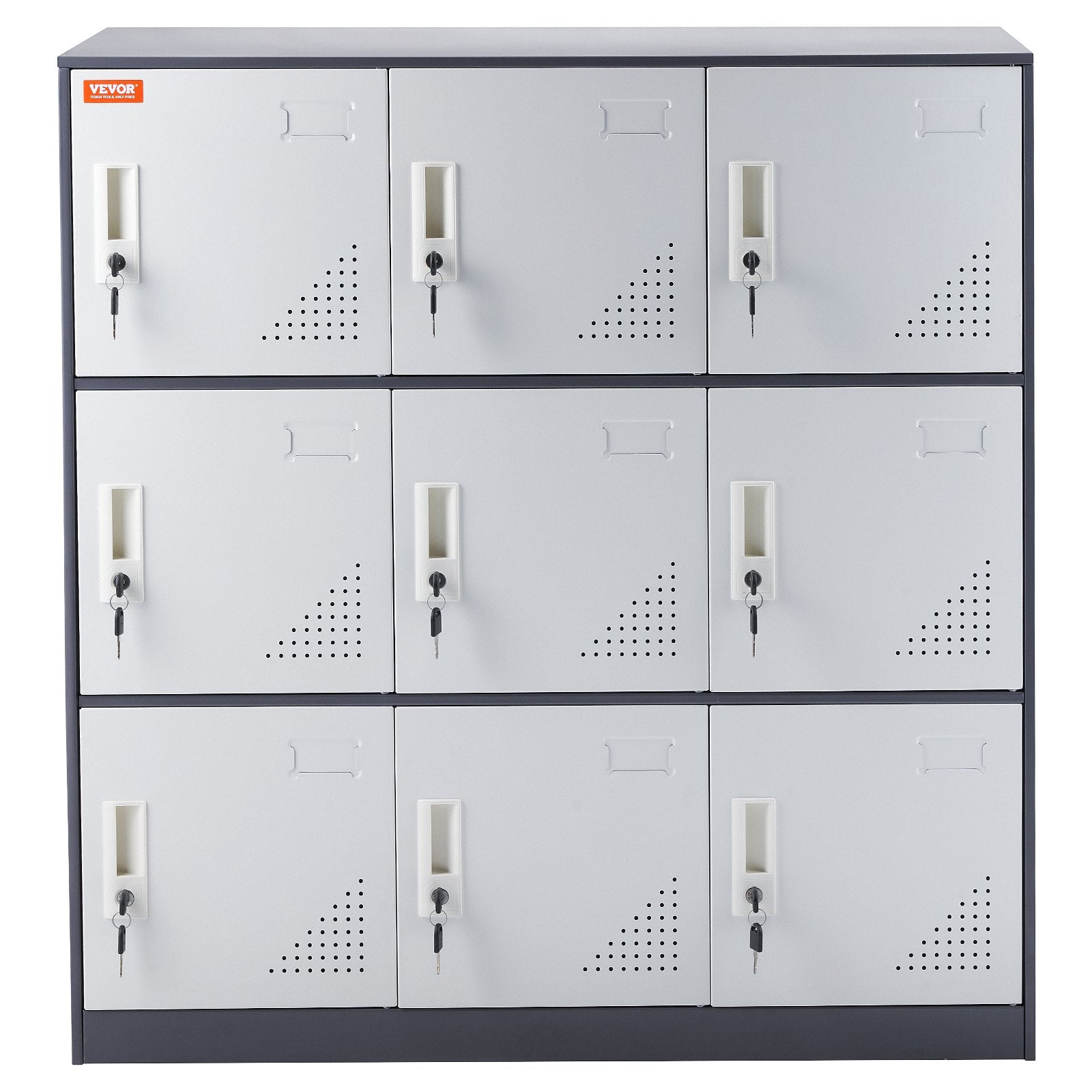 Storage Cabinets & Lockers: VEVOR 9 Doors Metal Storage Cabinet Employees Steel Storage Cabinet Office Gray