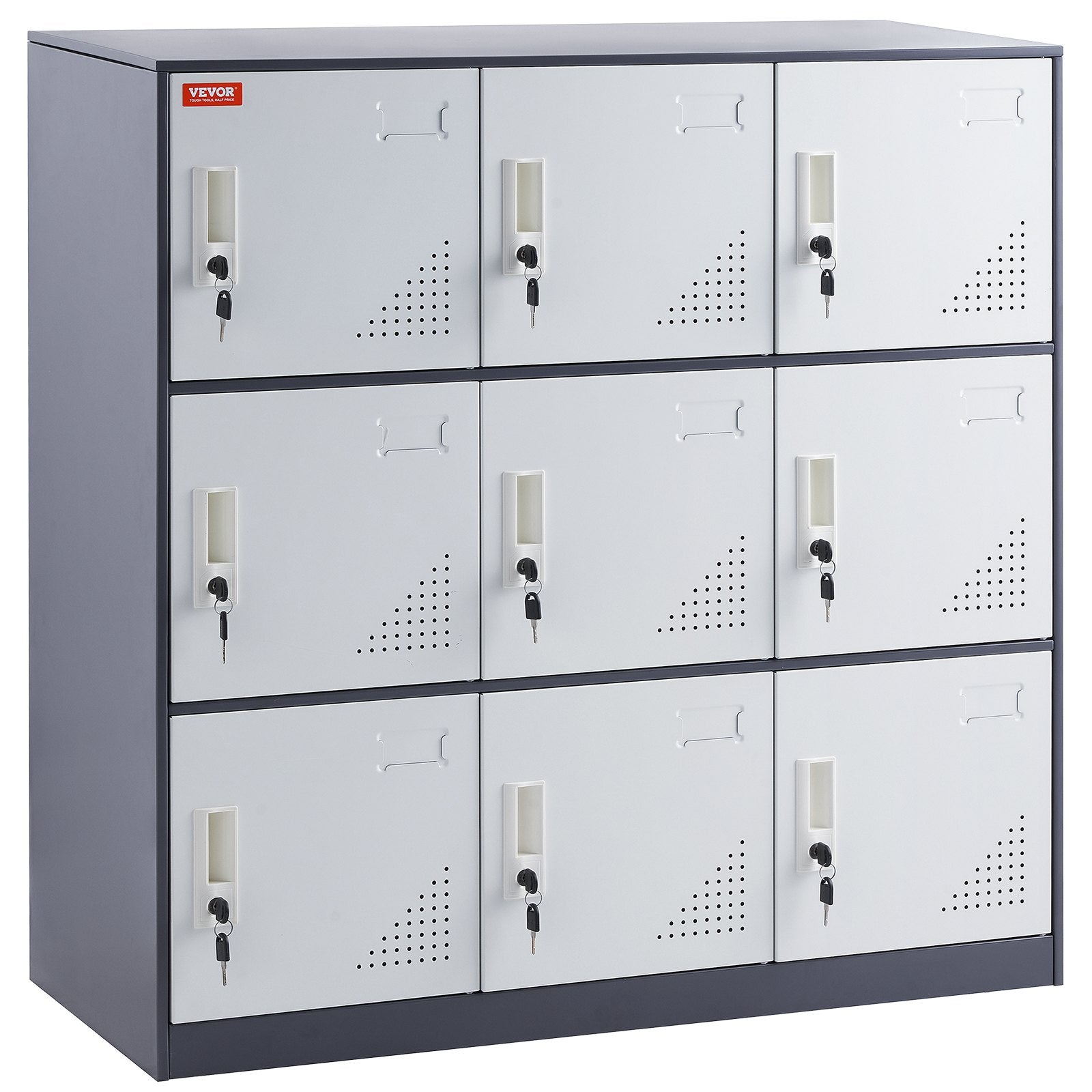 Storage Cabinets & Lockers: VEVOR 9 Doors Metal Storage Cabinet Employees Steel Storage Cabinet Office Gray