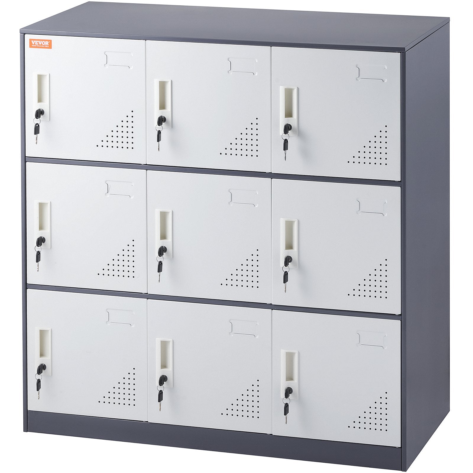 Storage Cabinets & Lockers: VEVOR 9 Doors Metal Storage Cabinet Employees Steel Storage Cabinet Office Gray