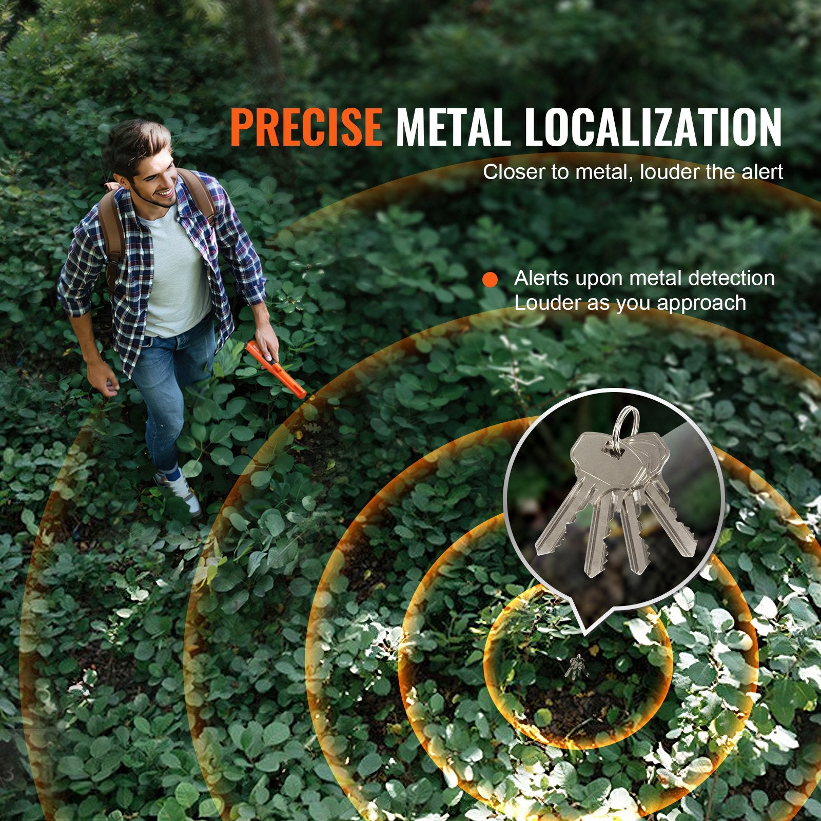 Metal Detectors: VEVOR Metal Detector Pinpointer, IP68 Fully Waterproof Handheld Pin Pointer Wand, 11.4 cm Detection Depth, 3 Modes, Professional Treasure Hunting Probe with Holster and 9V Battery, for Adults and Kids
