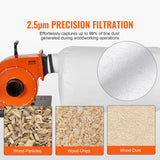 Desktops & Accessories: VEVOR Dust Collector, 1HP 460 CFM Air Flow, Rolling Dust Collector with 80L Large Dust Collection Bag, 2.5 Micron Bag Filtration, Industrial Workshop Mobile Wood Dust Container with Handle and Wheels