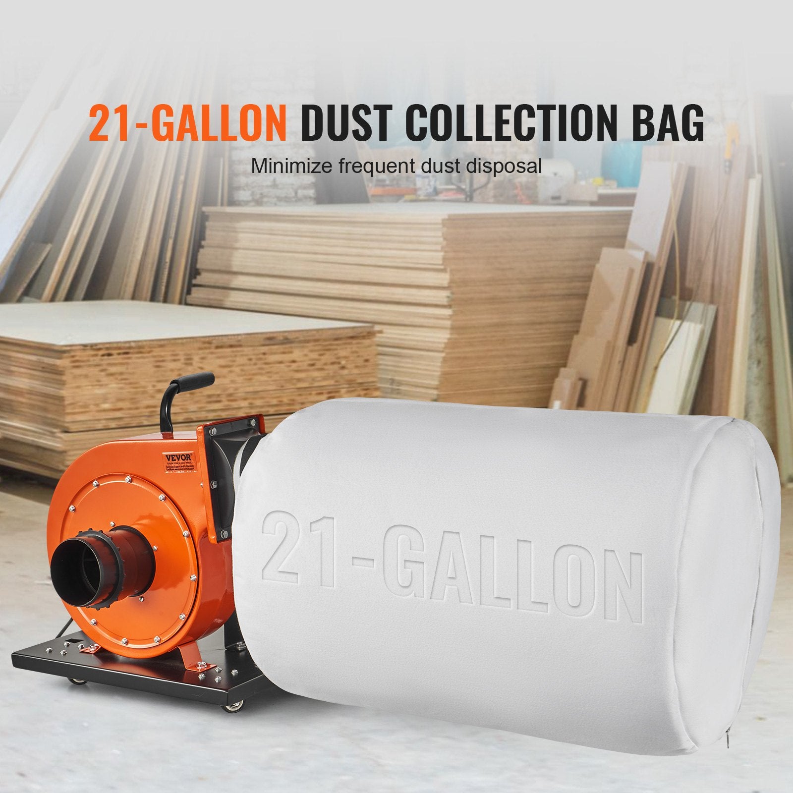 Dust Collector, 1HP 460 CFM Air Flow, Rolling Dust Collector with 80L Large Dust Collection Bag, 2.5 Micron Bag Filtration, Industrial Workshop Mobile Wood Dust Container with Handle and Wheels