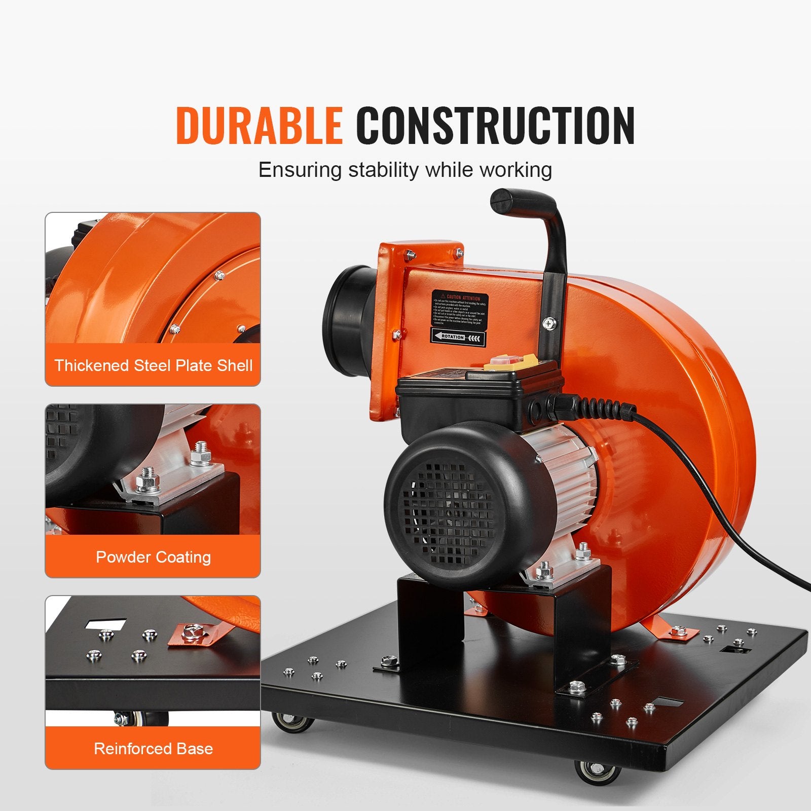 Dust Collector, 1HP 460 CFM Air Flow, Rolling Dust Collector with 80L Large Dust Collection Bag, 2.5 Micron Bag Filtration, Industrial Workshop Mobile Wood Dust Container with Handle and Wheels