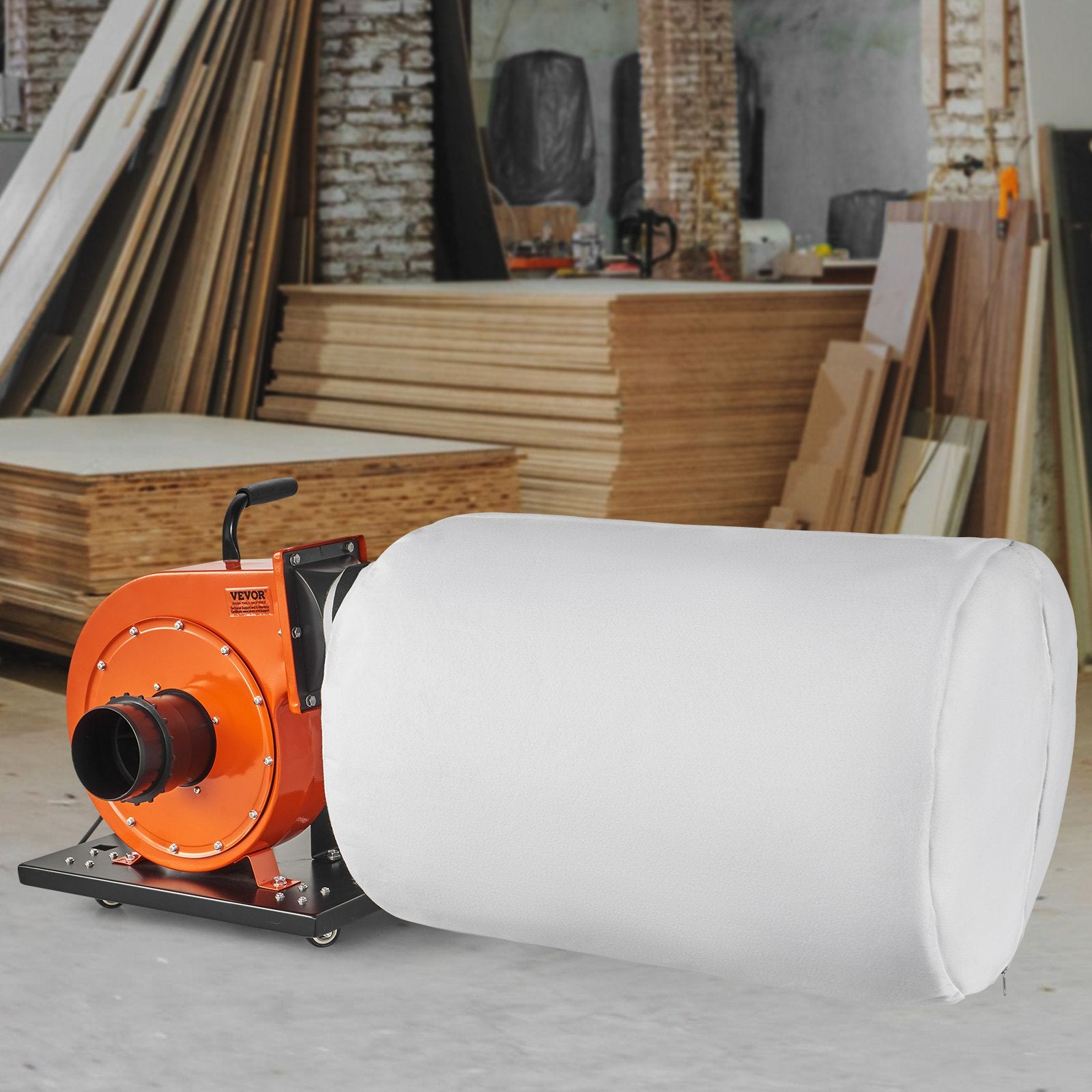 Dust Collector, 1HP 460 CFM Air Flow, Rolling Dust Collector with 80L Large Dust Collection Bag, 2.5 Micron Bag Filtration, Industrial Workshop Mobile Wood Dust Container with Handle and Wheels
