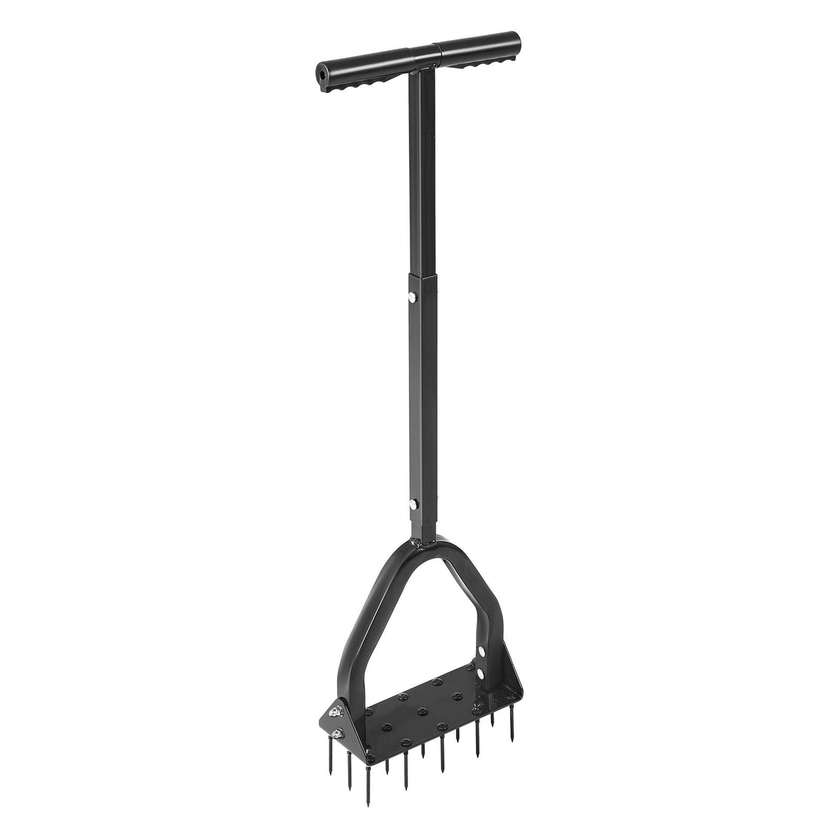Lawn Aerator, 9.2 in Manual Core Aerator Tool with 15 Iron Spikes, Long Handle & Wide Plate, Heavy Duty Grass Aeration Tool, Yard Aerators for Compacted Hardened Soil Lawn Aeration