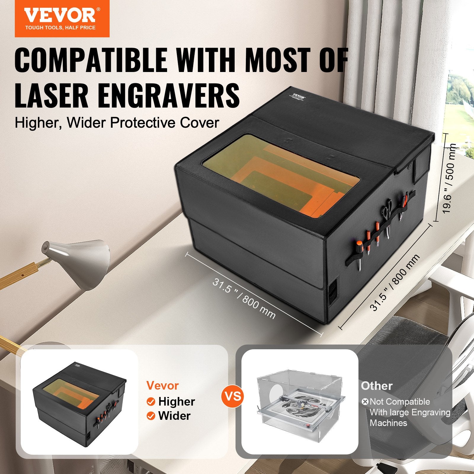 Audio Accessories: VEVOR Laser Engraver Enclosure 800 x 800 x 500 mm Fireproof Protective Cover