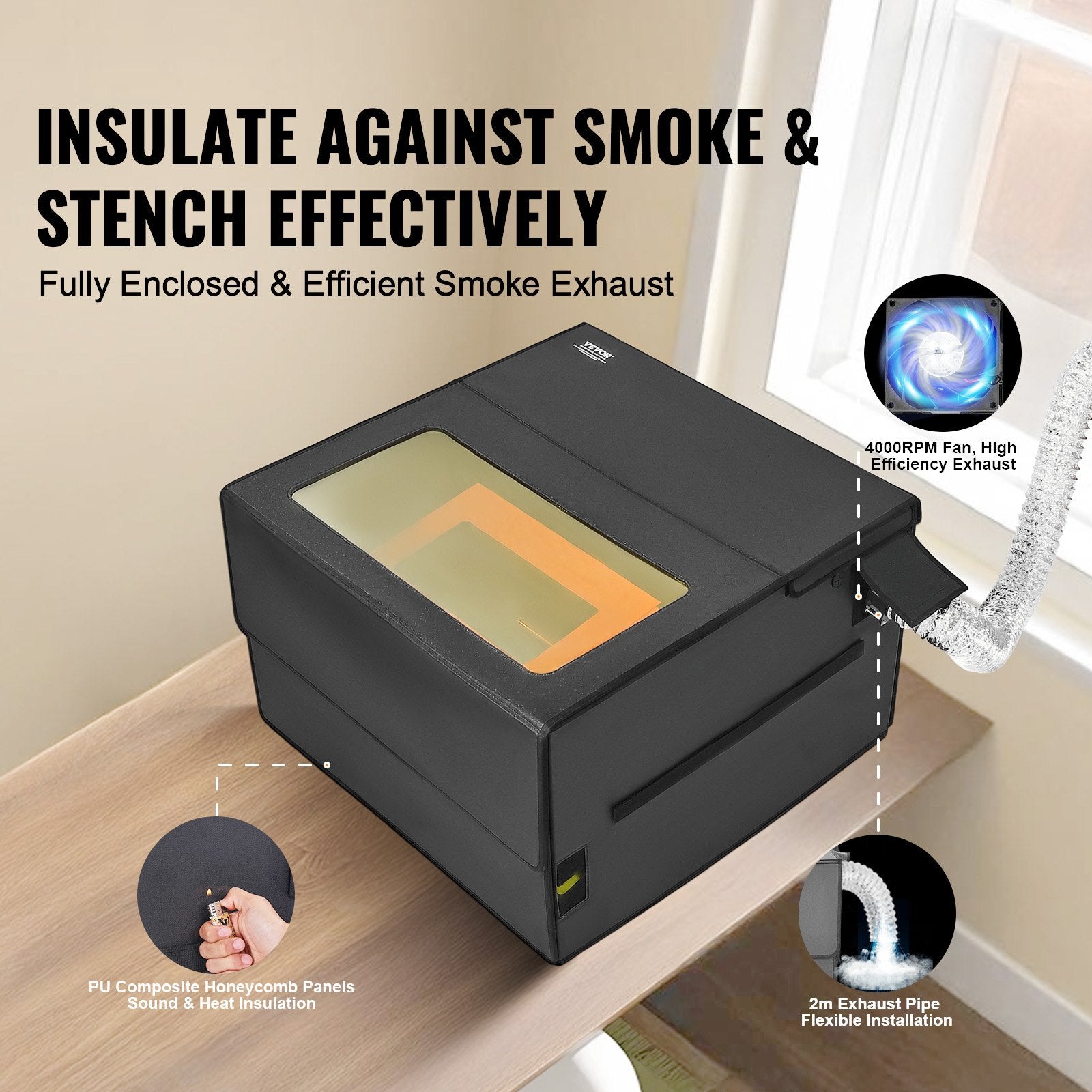 Audio Accessories: VEVOR Laser Engraver Enclosure 800 x 800 x 500 mm Fireproof Protective Cover