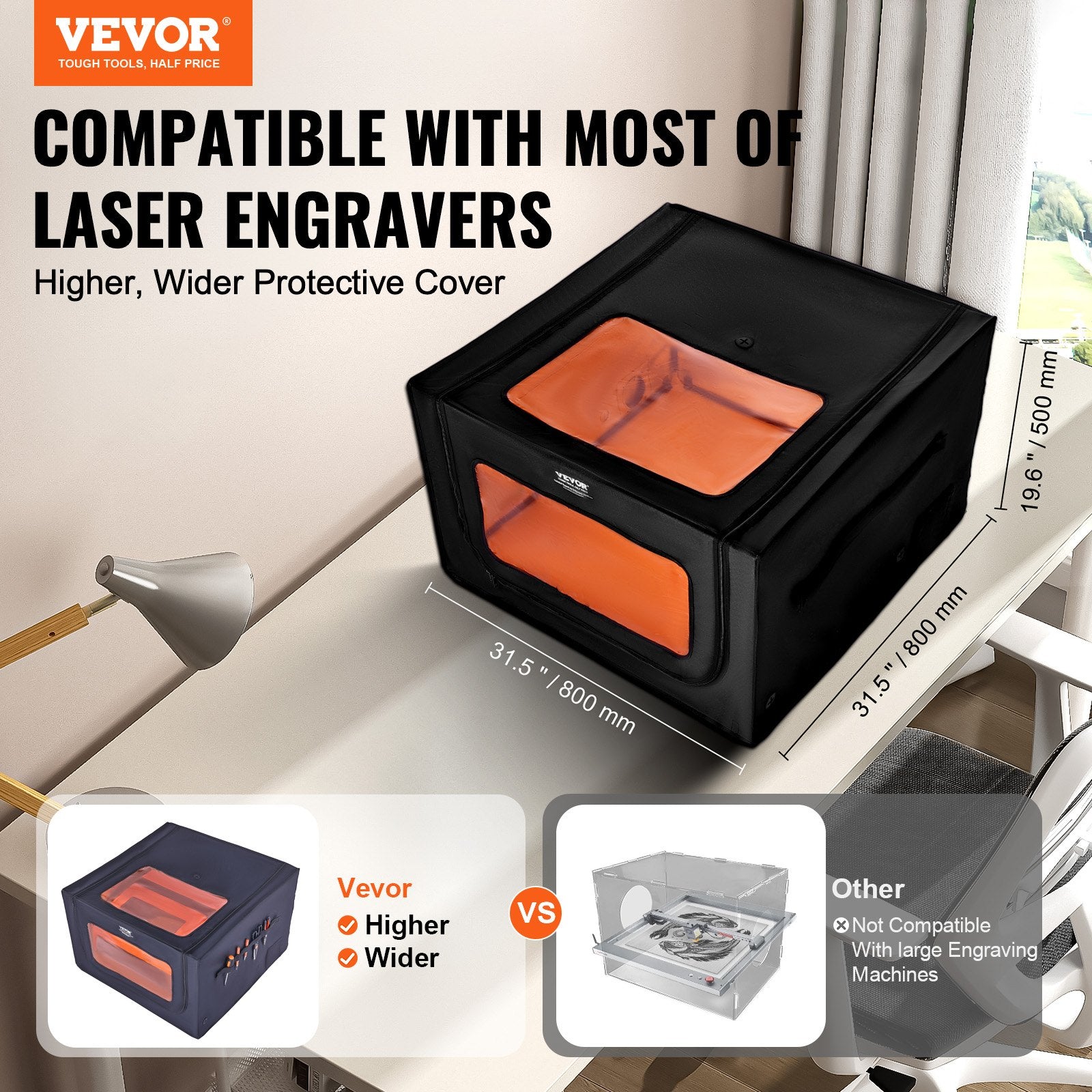 Audio Accessories: VEVOR Laser Engraver Enclosure 800 x 800 x 500 mm Fireproof Protective Cover
