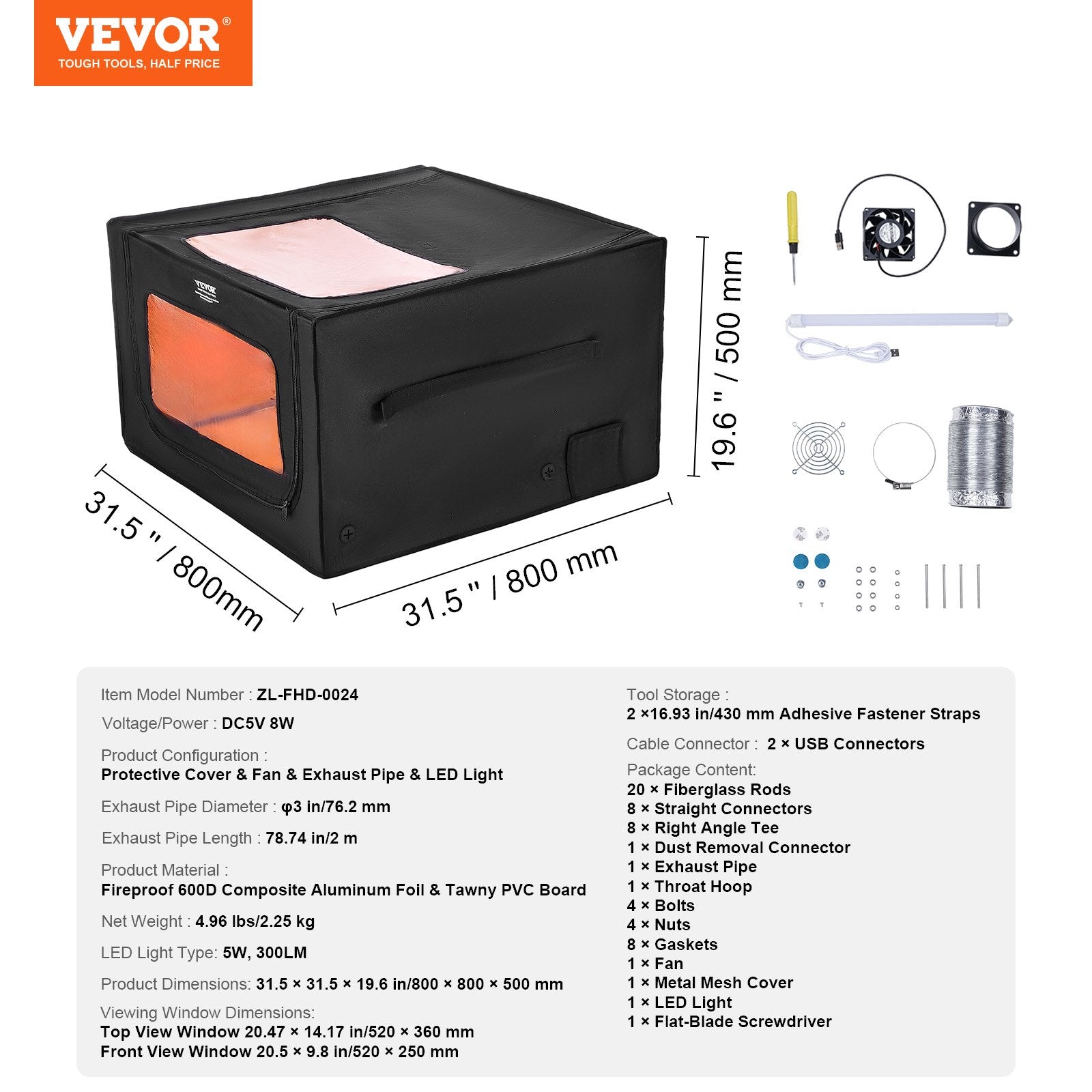 Audio Accessories: VEVOR Laser Engraver Enclosure 800 x 800 x 500 mm Fireproof Protective Cover