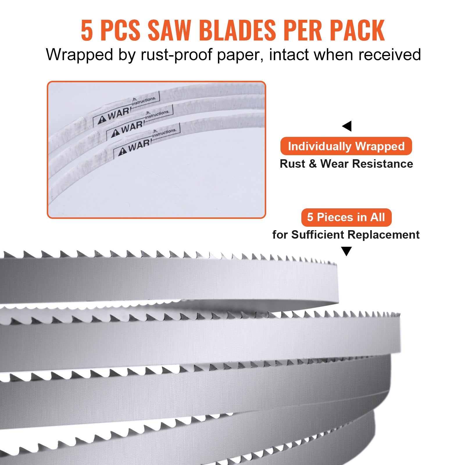 Heating Pads: VEVOR Band Saw Blade, 1650*16*0.56mm, 5 PCS/Pack Meat Bandsaw Blades for Replacement, Carbon Steel Blade, Meat Cutting Blade Wrapped by Rust-Proof Paper, Fit for Commercial Bone Saw Machines