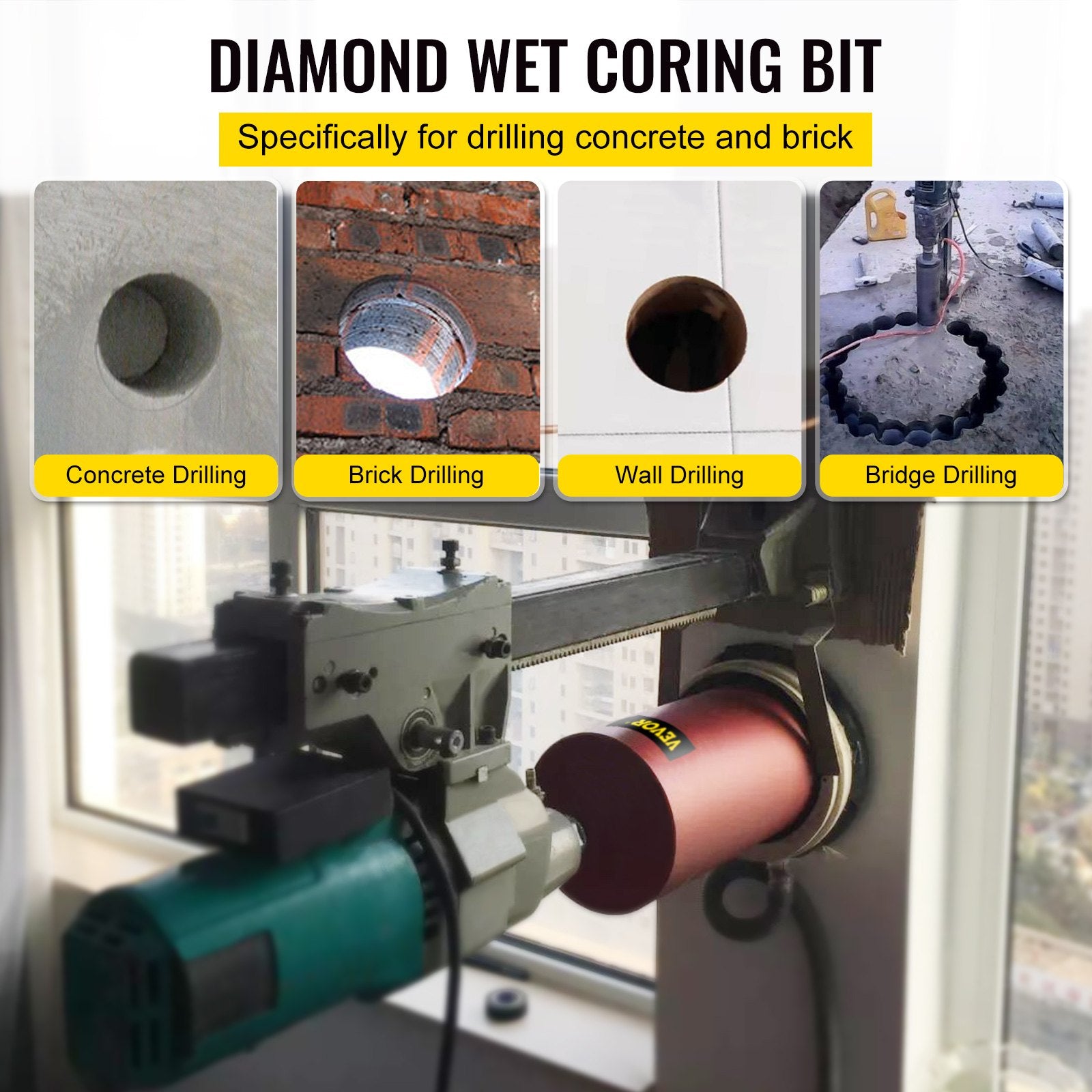 Saw Accessories: VEVOR Dry Diamond Core Drill 2.5"/ 63mm Dia. Hole Cutter for Concrete Masonry