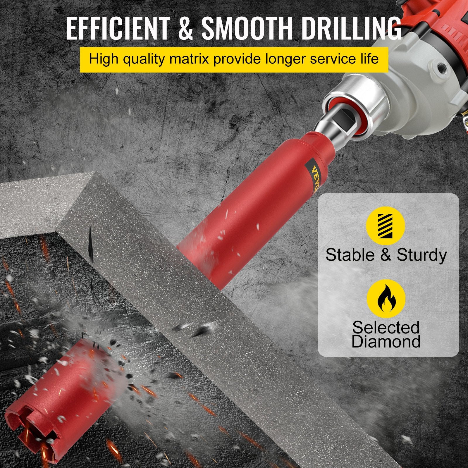 Saw Accessories: VEVOR Dry Diamond Core Drill 2.5"/ 63mm Dia. Hole Cutter for Concrete Masonry