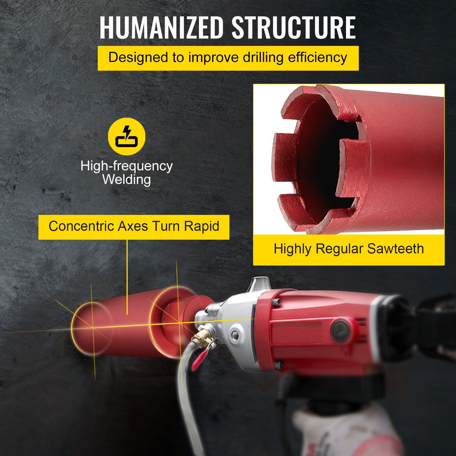 Saw Accessories: VEVOR Dry Diamond Core Drill 2.5"/ 63mm Dia. Hole Cutter for Concrete Masonry