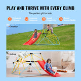 Outdoor Play Equipment: VEVOR Climbing Dome, 8FT Geometric Dome Climber with Slide, for Kids 3 to 9 Years Old, Jungle Gym Supports 600LBS and Easy Assembly, with Climbing Grip, Outdoor and Indoor Play Equipment for Kids