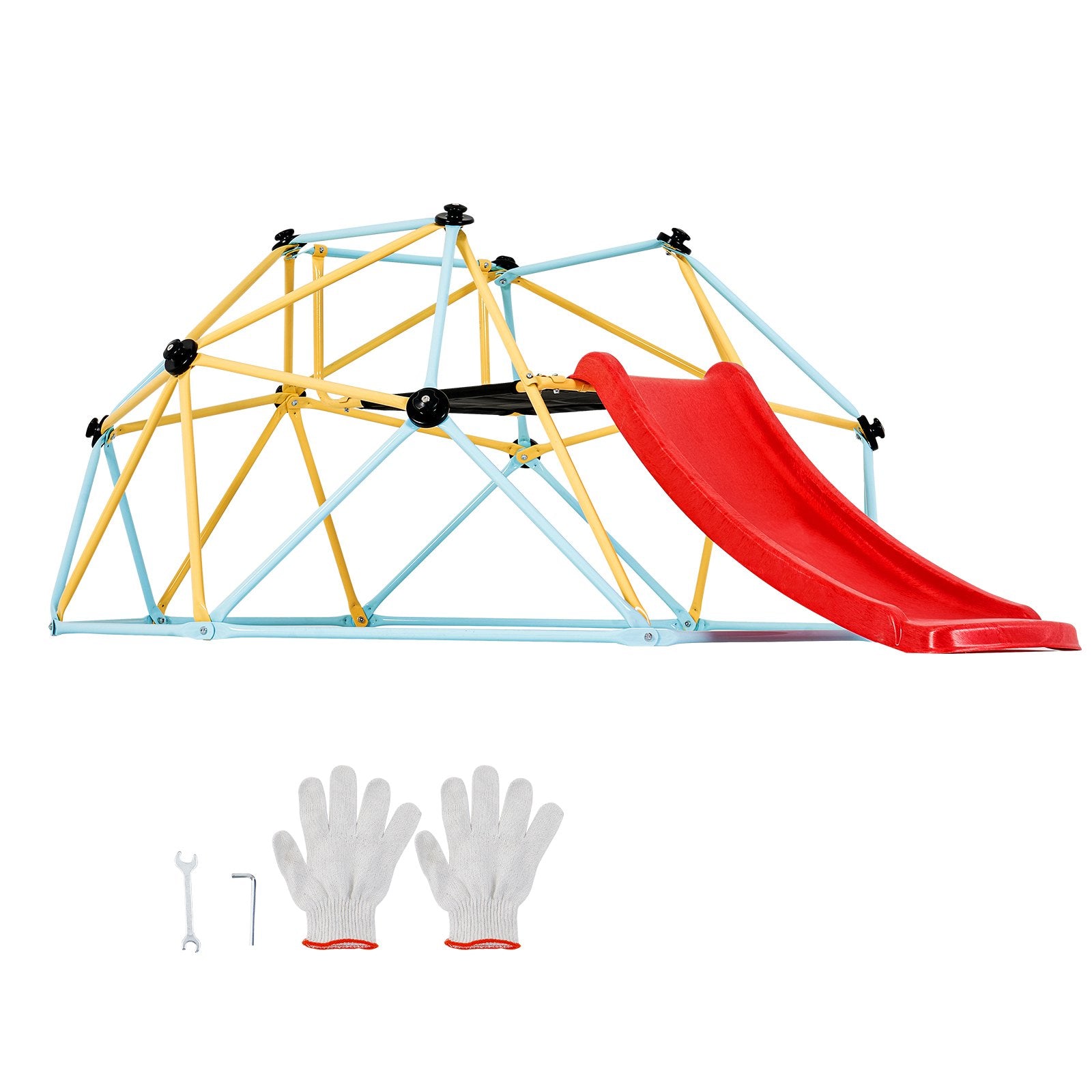 Outdoor Play Equipment: VEVOR Climbing Dome, 8FT Geometric Dome Climber with Slide, for Kids 3 to 9 Years Old, Jungle Gym Supports 600LBS and Easy Assembly, with Climbing Grip, Outdoor and Indoor Play Equipment for Kids