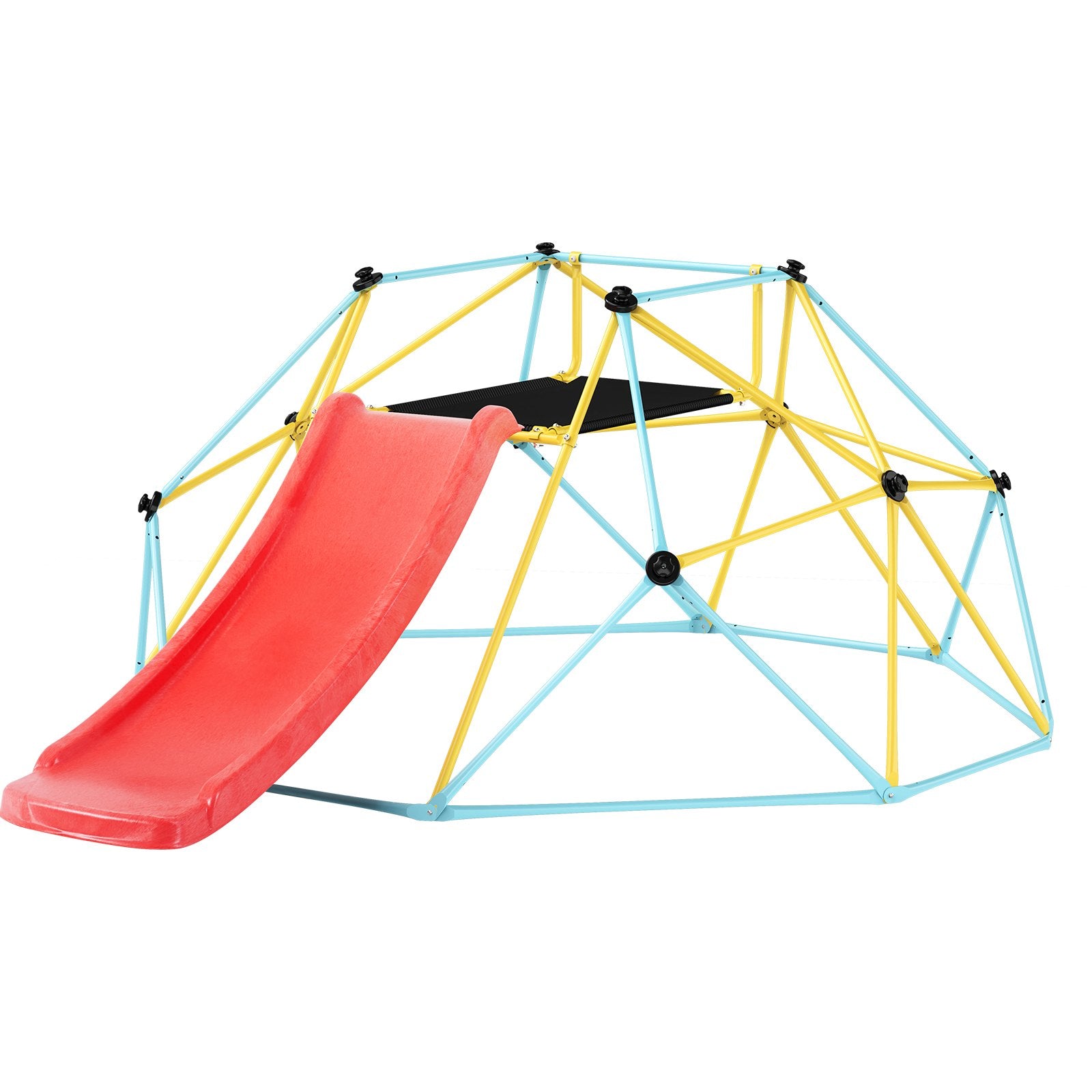 Outdoor Play Equipment: VEVOR Climbing Dome, 8FT Geometric Dome Climber with Slide, for Kids 3 to 9 Years Old, Jungle Gym Supports 600LBS and Easy Assembly, with Climbing Grip, Outdoor and Indoor Play Equipment for Kids