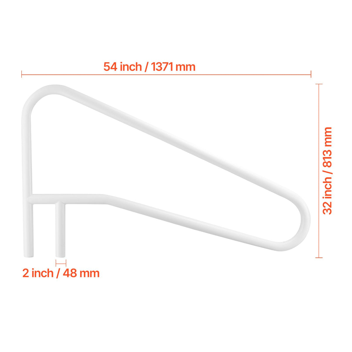 Pool Rail, 137.1 x 81.3 cm Pool Handrail, 100kg Load Capacity Heavy Duty Stainless Steel Swimming Handrail, Seamless Welding, Recessed or Base Mount, for Poolside, Water Parks, Spa Centers