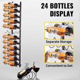 Wine Racks: VEVOR Wall Mounted Wine Rack, 12x2 Bottles Wine Holder Towel Rack, Black Steel Vertical Wine Rack, Modern Decorative Wall Mounted Wine Bottle Holder, Forward Design Simple Storage Wall Rack 48x11x1 In