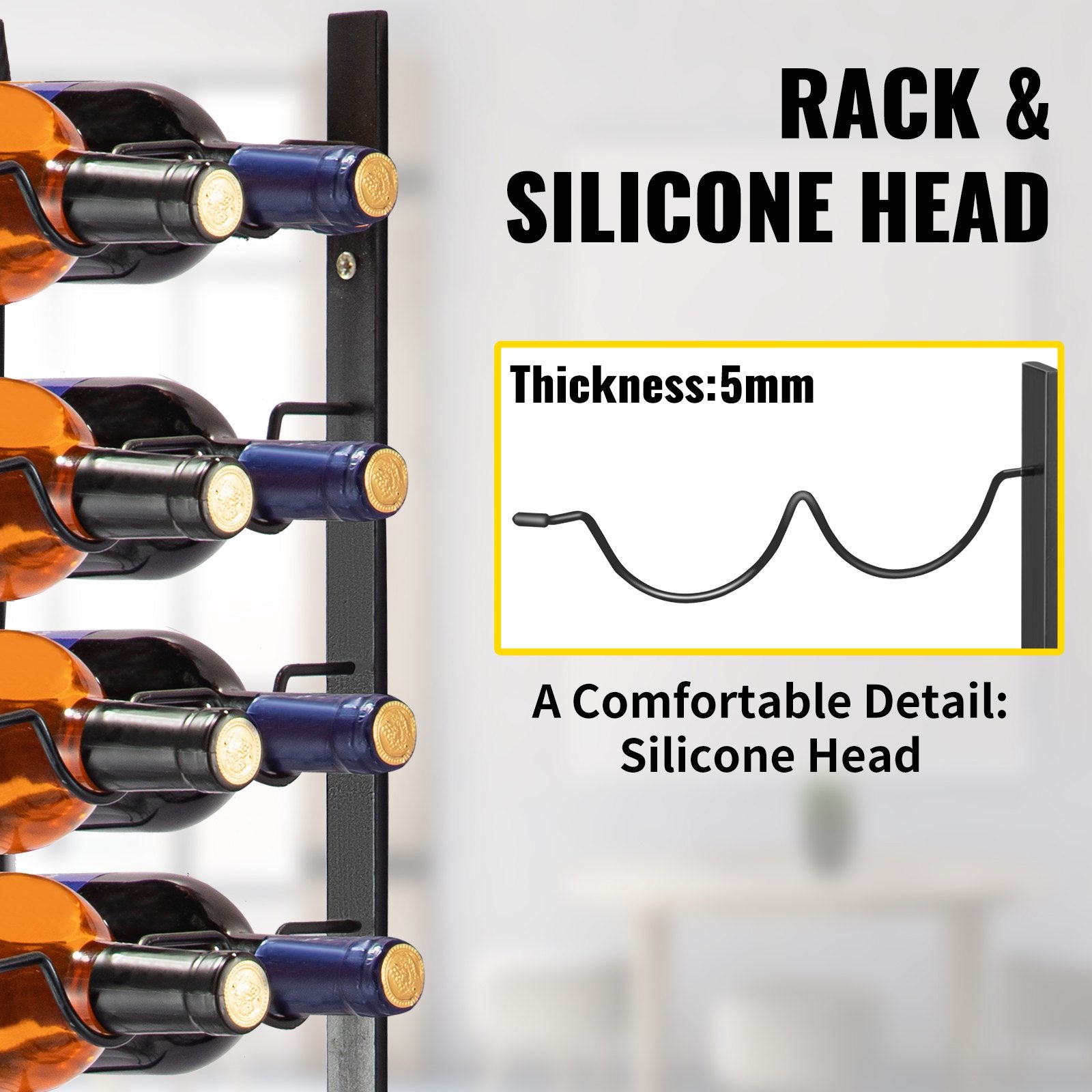 Wine Racks: VEVOR Wall Mounted Wine Rack, 12x2 Bottles Wine Holder Towel Rack, Black Steel Vertical Wine Rack, Modern Decorative Wall Mounted Wine Bottle Holder, Forward Design Simple Storage Wall Rack 48x11x1 In