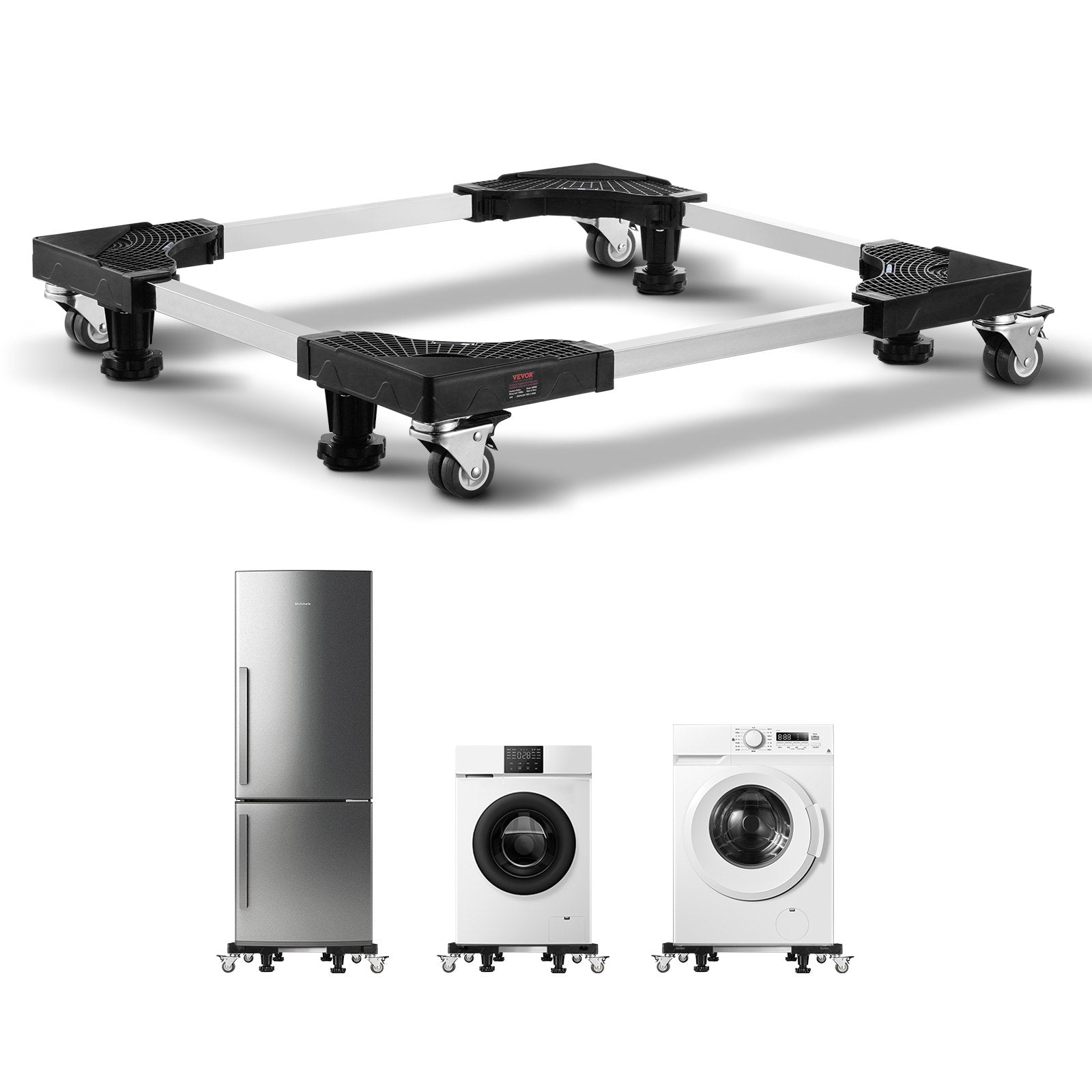Basketball & Basketball Accessories: VEVOR Fridge Stand Mobile Base, 1100 lbs Load Capacity, Washing Machine Stand with 8 Locking Twin Wheels and 4 Brakes, 27.5 -35.4 Inches Adjustable Furniture Dolly for Washer, Refrigerator and Dryer