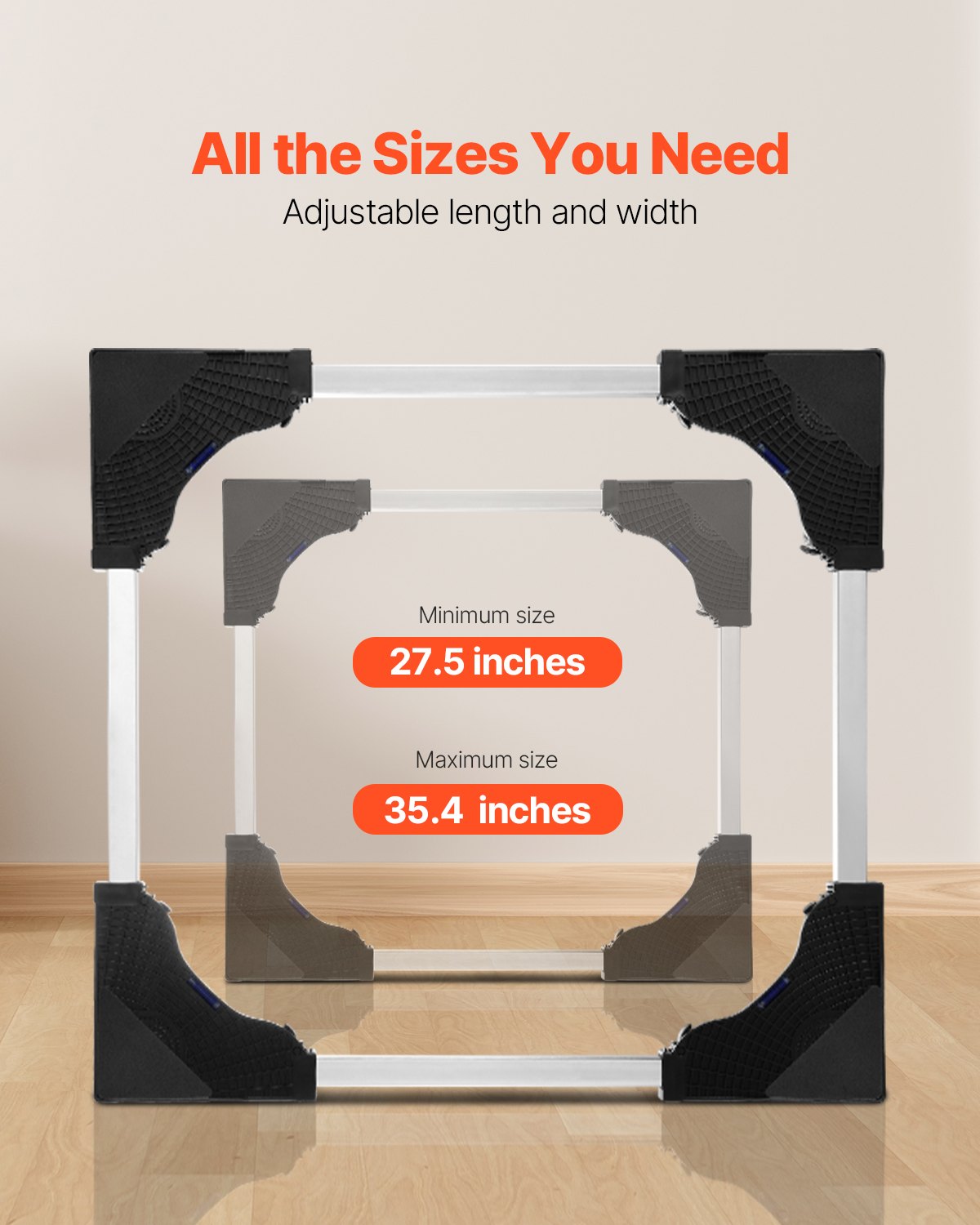 Basketball & Basketball Accessories: VEVOR Fridge Stand Mobile Base, 1100 lbs Load Capacity, Washing Machine Stand with 8 Locking Twin Wheels and 4 Brakes, 27.5 -35.4 Inches Adjustable Furniture Dolly for Washer, Refrigerator and Dryer