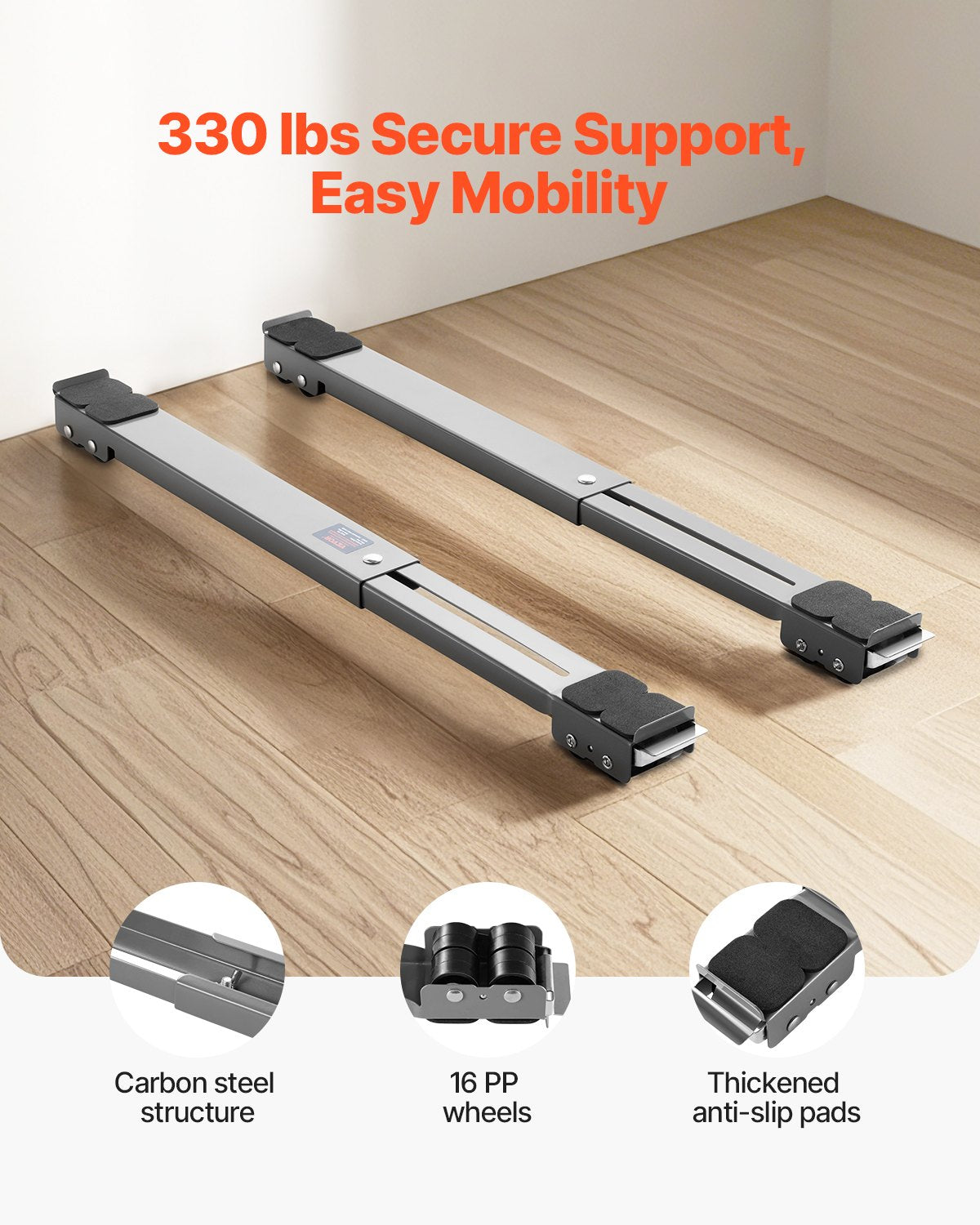Furniture: VEVOR Heavy Duty Appliance Rollers, 330 lbs Load Capacity, Furniture Dolly Mobile Roller with Adjustable Base for Washer and Dryer, Extendable Appliance Rollers Easily Move Washing Machines, Gray