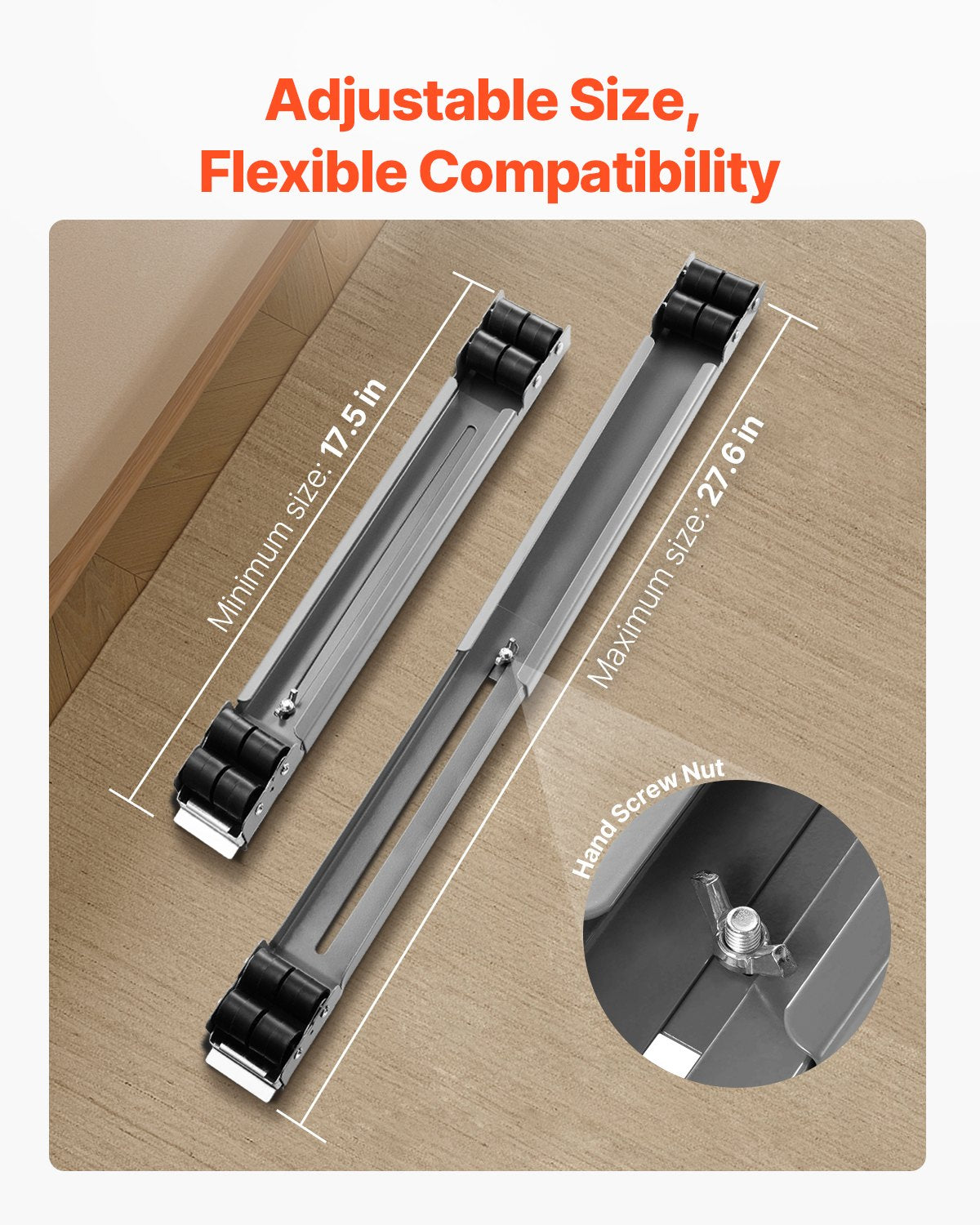 Furniture: VEVOR Heavy Duty Appliance Rollers, 330 lbs Load Capacity, Furniture Dolly Mobile Roller with Adjustable Base for Washer and Dryer, Extendable Appliance Rollers Easily Move Washing Machines, Gray