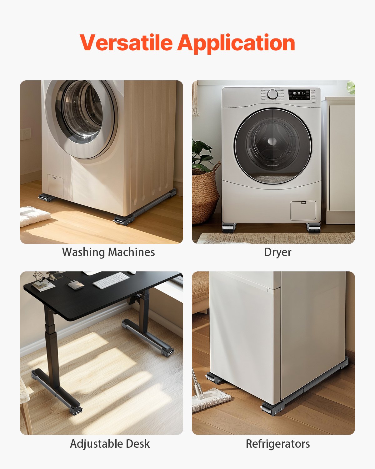 Furniture: VEVOR Heavy Duty Appliance Rollers, 330 lbs Load Capacity, Furniture Dolly Mobile Roller with Adjustable Base for Washer and Dryer, Extendable Appliance Rollers Easily Move Washing Machines, Gray