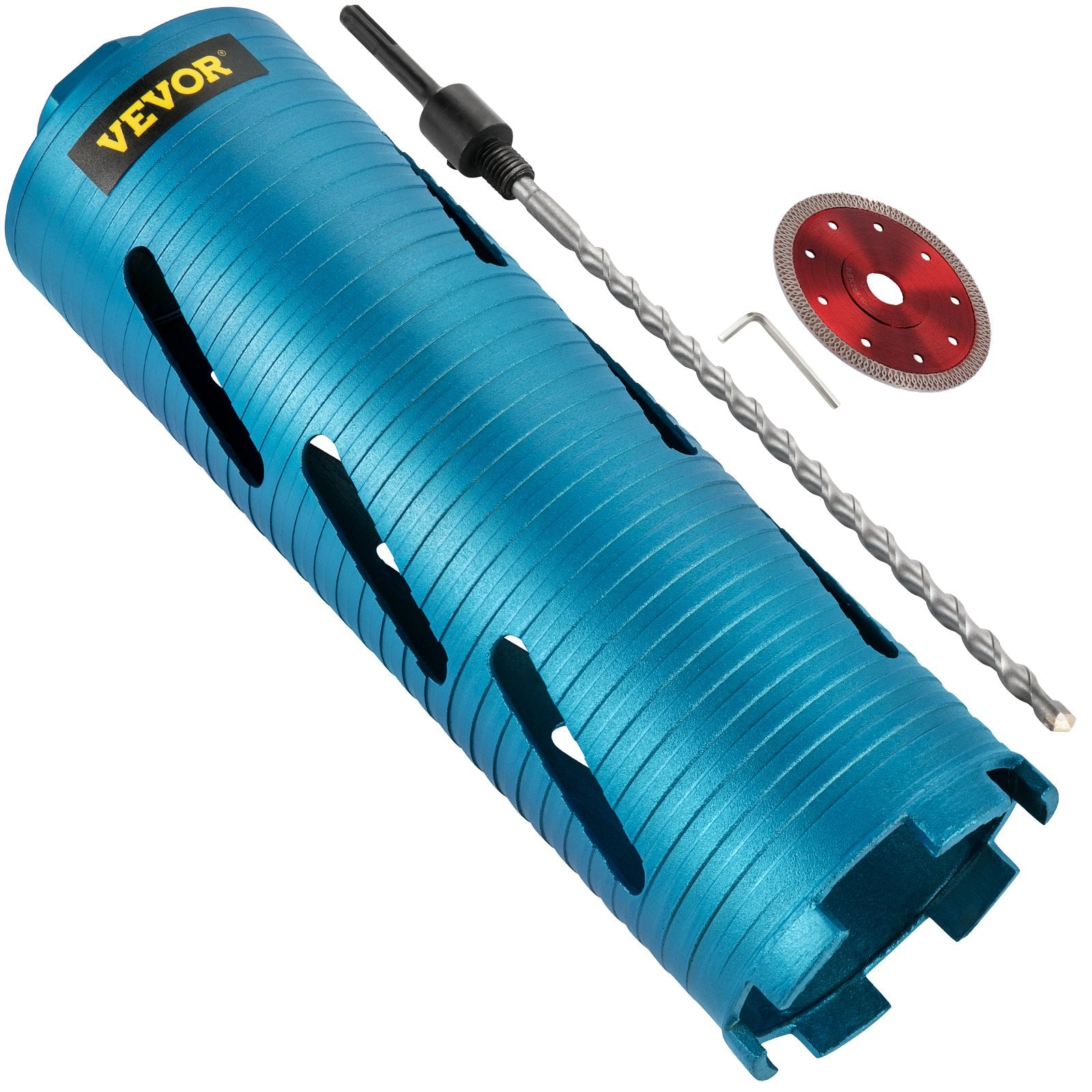 Saw Accessories: VEVOR Dry Core Drill Bit,  88.9 mm Diameter 11 Threaded, 241.3mm Depth Diamond Coring Bore Tool with a Pilot Bit &  Blade, Masonry Hole Saw Bits for Hard Concrete Brick