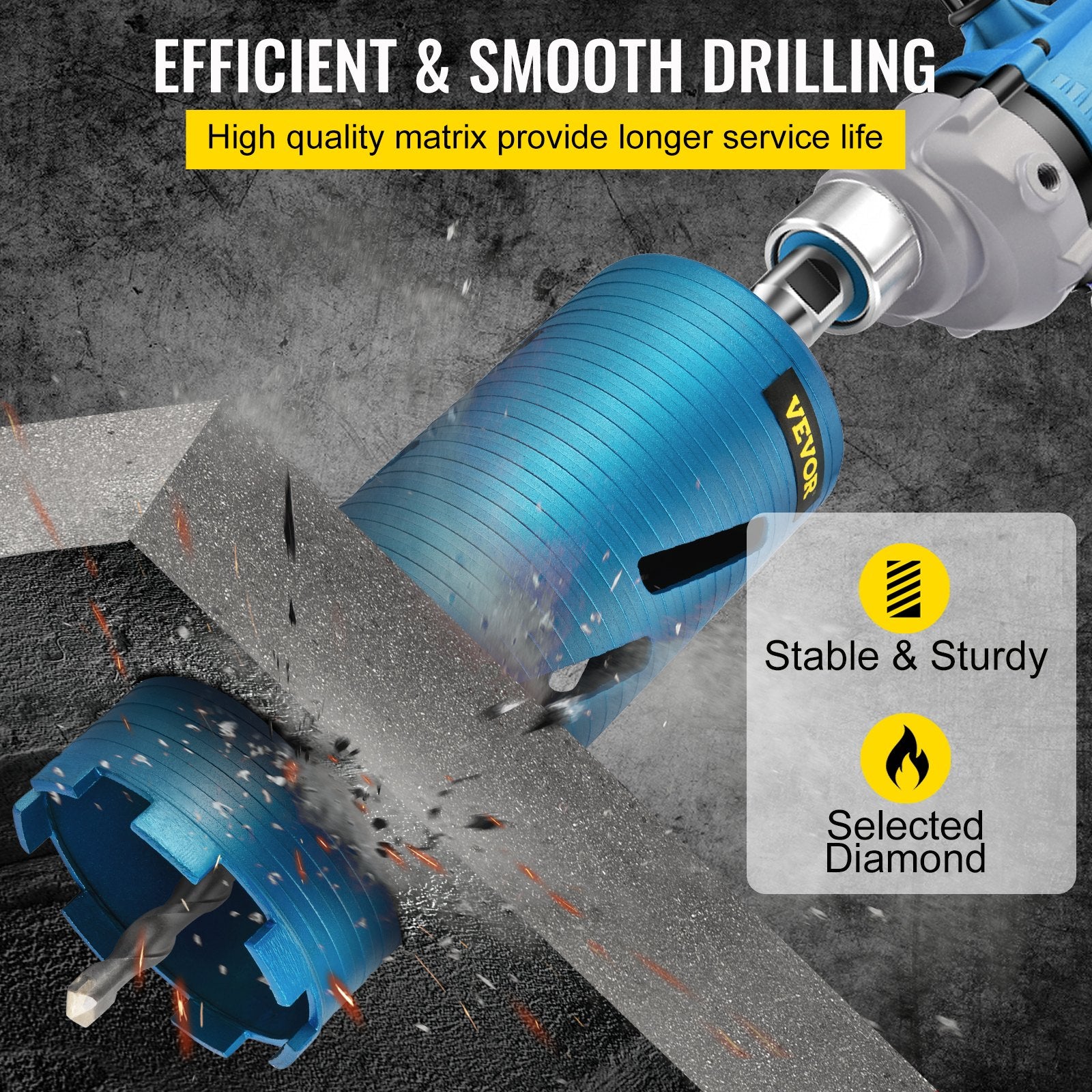 Drill & Screwdriver Accessories: VEVOR Core Drill Diamond Dry Coring Bit 4" with Pilot Bit for Hard Concrete