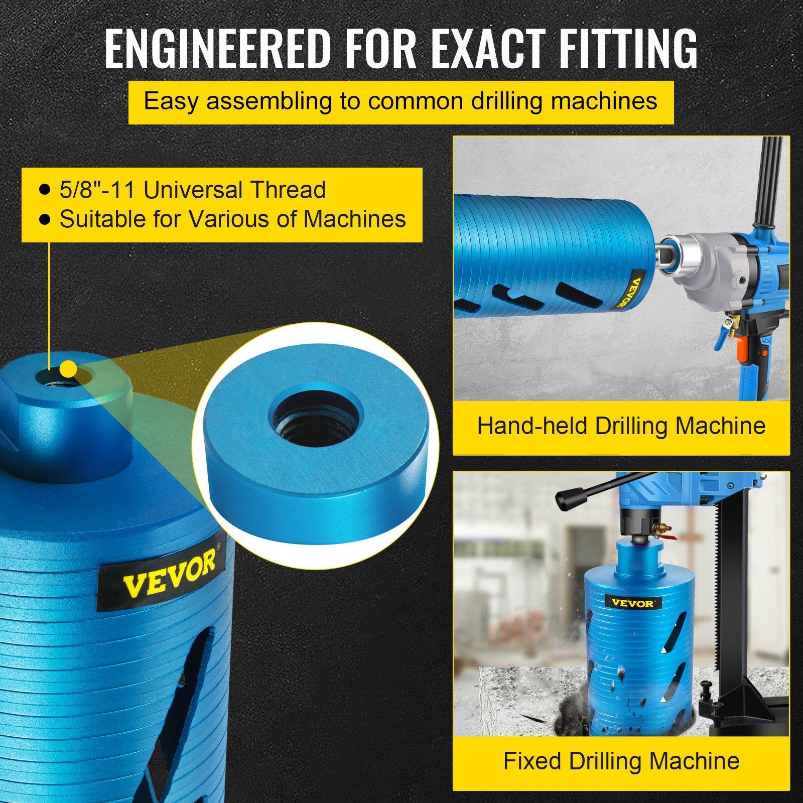 Drill & Screwdriver Accessories: VEVOR Core Drill Diamond Dry Coring Bit 4" with Pilot Bit for Hard Concrete