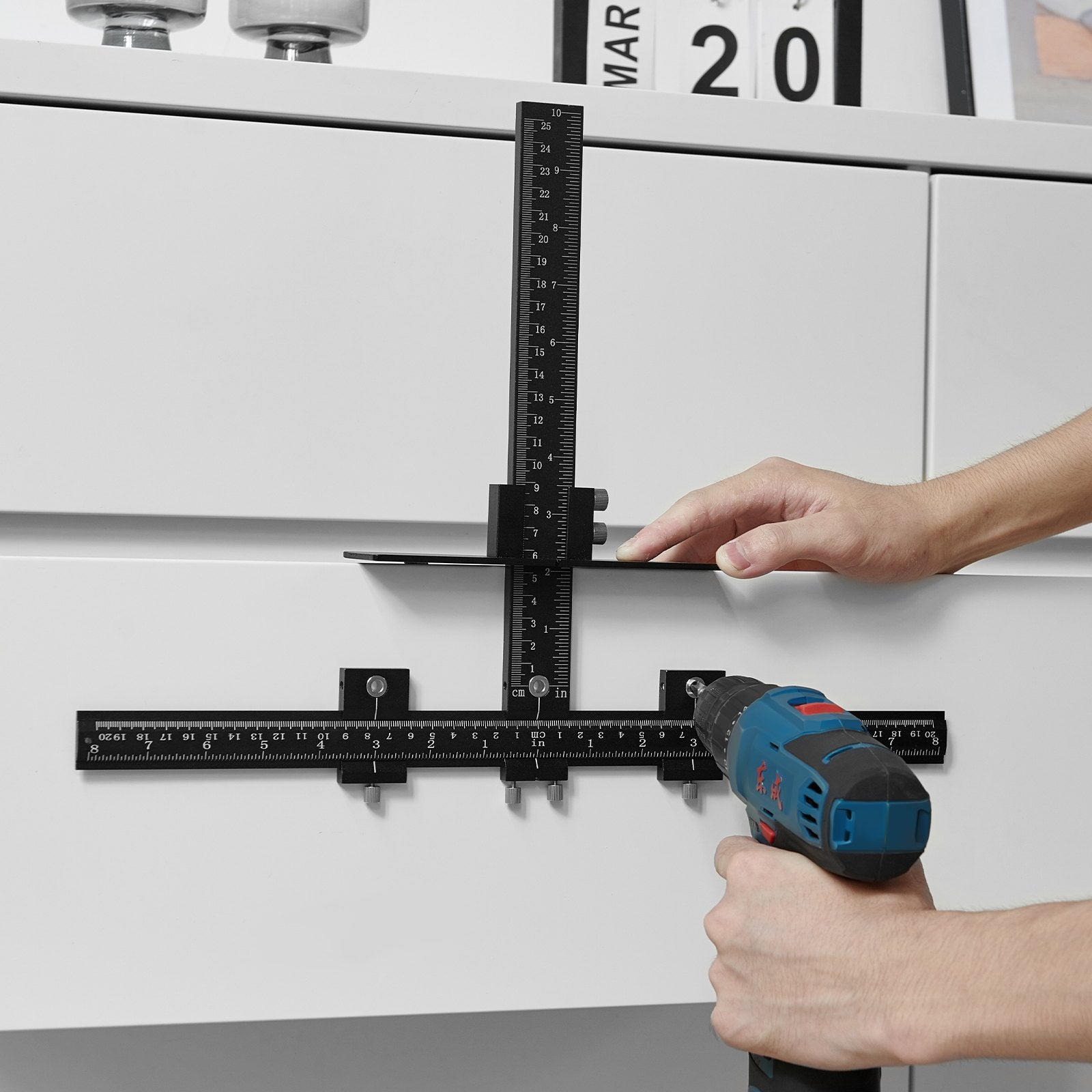 Bird Cage Accessories: VEVOR Cabinet Hardware Jig, Aluminum Alloy Cabinet Handle Jig with Center Punch, Adjustable Cabinet Hardware Template Tool, for Installation of Door Drawer Front Knobs Handles and Pulls