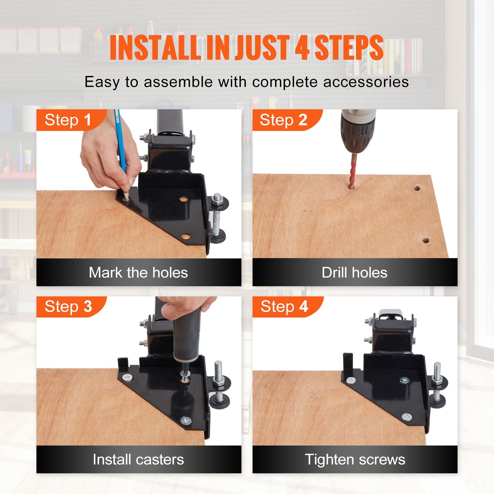 Camera Accessories: VEVOR Mobile Base, 181.4 kg Capacity, Adjustable from 241.3 x 241.3 mm to Infinity, Heavy Duty Universal Mobile Base Stand with Swivel Wheels, for Woodworking Equipment, Bandsaw, Power Tools, Machines