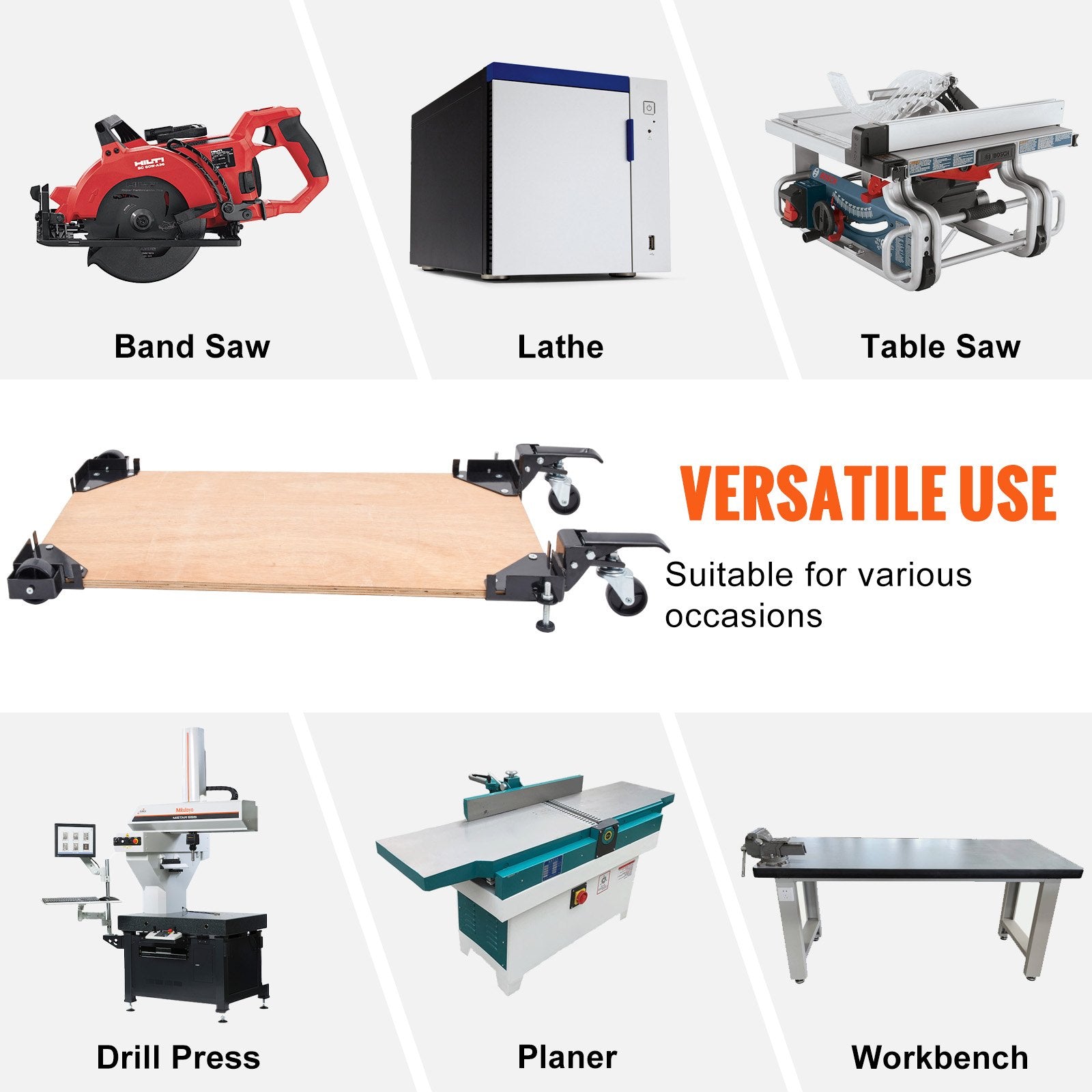 Camera Accessories: VEVOR Mobile Base, 181.4 kg Capacity, Adjustable from 241.3 x 241.3 mm to Infinity, Heavy Duty Universal Mobile Base Stand with Swivel Wheels, for Woodworking Equipment, Bandsaw, Power Tools, Machines