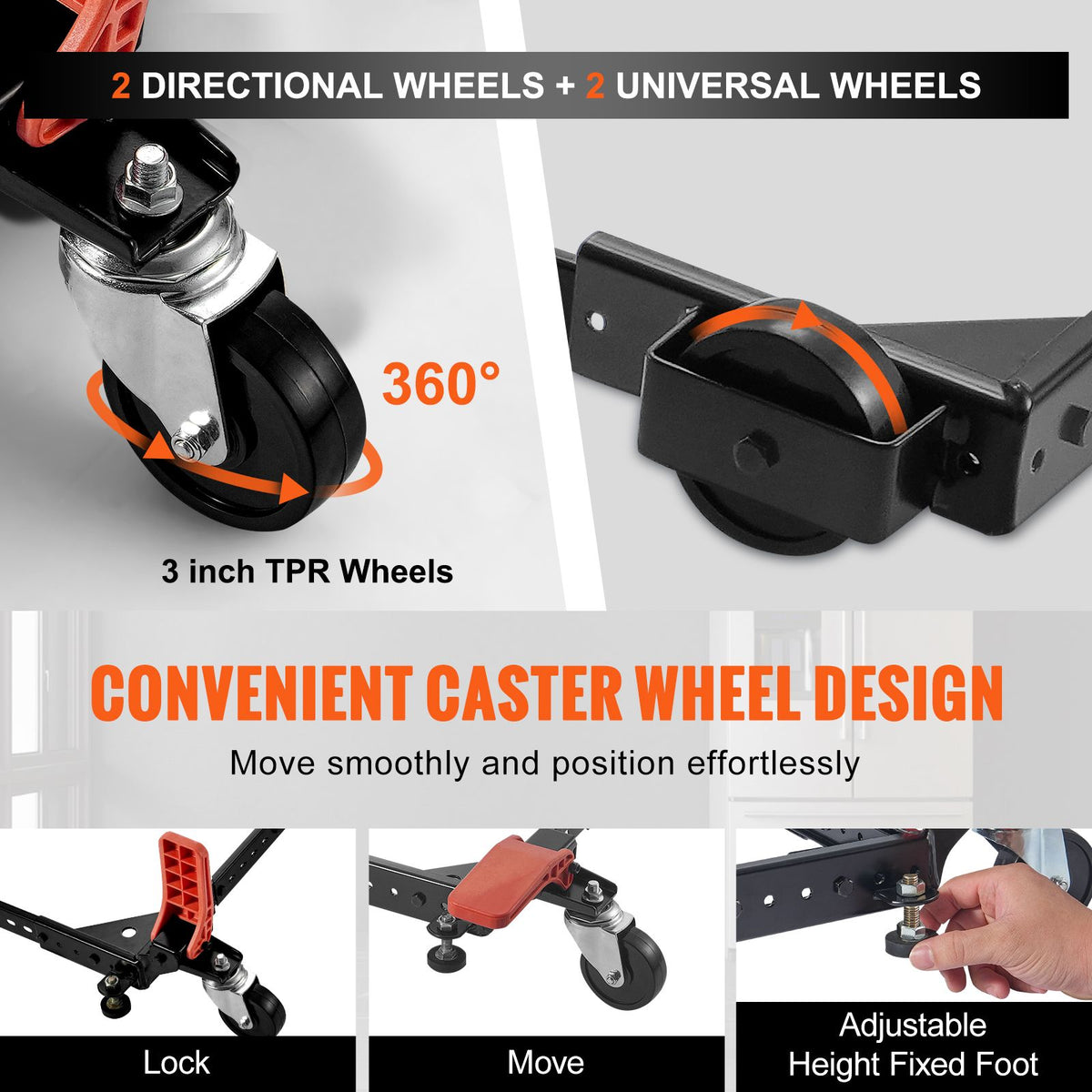 Mobile Base, 226.8 kg Capacity, Adjustable from 304 x 304 mm to 914 x 914 mm, Heavy Duty Universal Mobile Base Stand with Swivel Wheels, for Woodworking Equipment, Bandsaw, Power Tools, Machines