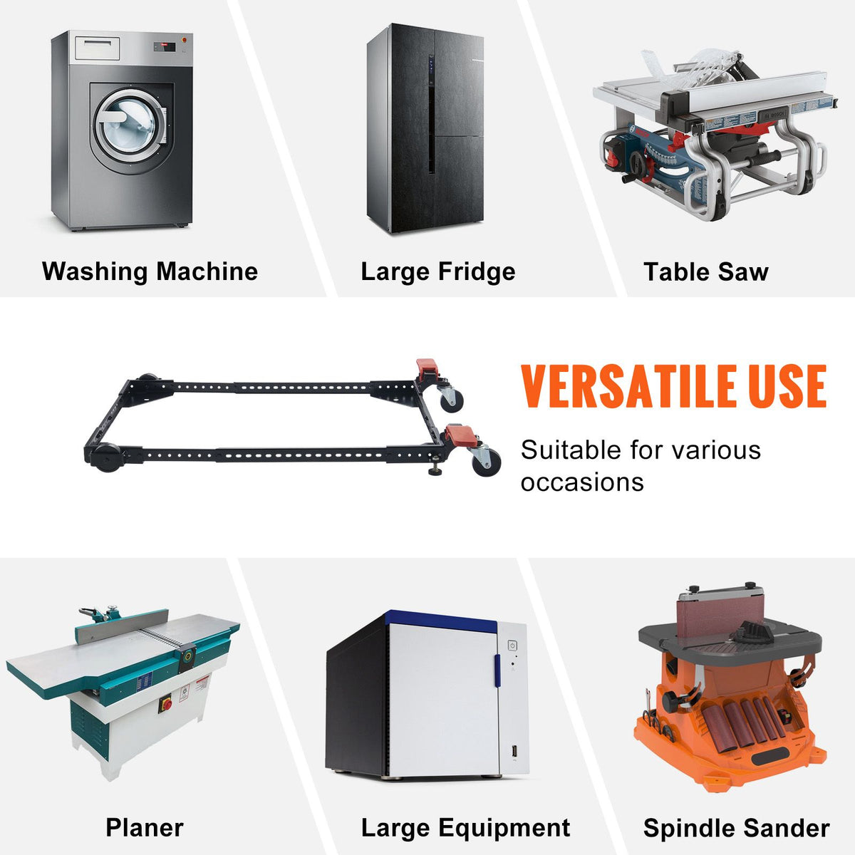 Mobile Base, 226.8 kg Capacity, Adjustable from 304 x 304 mm to 914 x 914 mm, Heavy Duty Universal Mobile Base Stand with Swivel Wheels, for Woodworking Equipment, Bandsaw, Power Tools, Machines