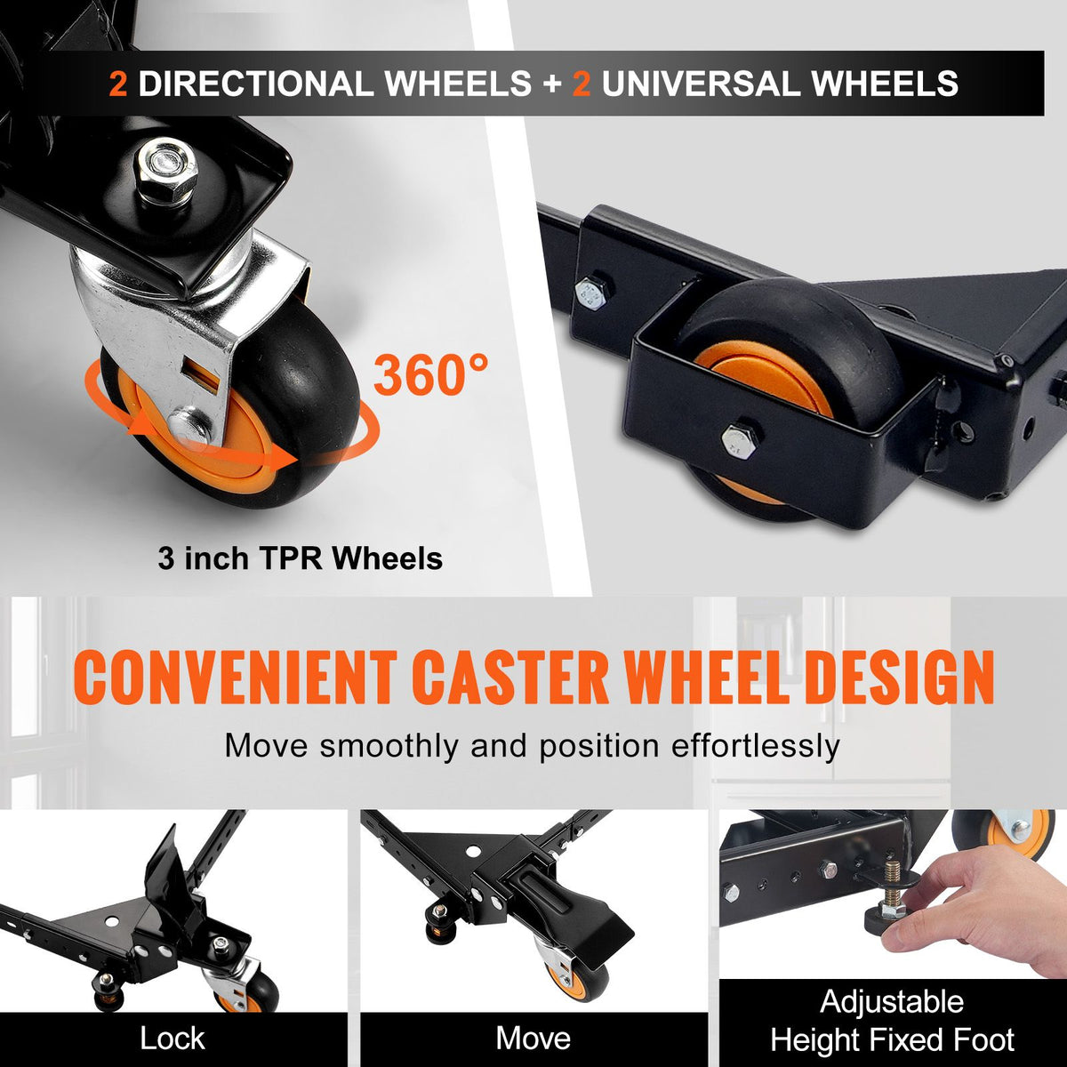 Mobile Base, 295.5 kg Capacity, Adjustable from 304 x 304 mm to 914 x 914 mm, Heavy Duty Universal Mobile Base Stand with Swivel Wheels, for Woodworking Equipment, Bandsaw, Power Tools, Machines