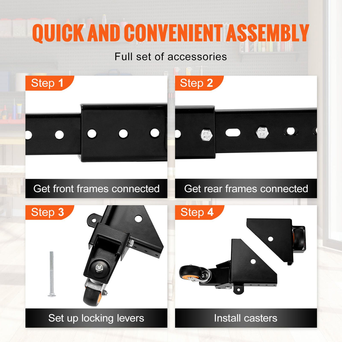 Mobile Base, 295.5 kg Capacity, Adjustable from 304 x 304 mm to 914 x 914 mm, Heavy Duty Universal Mobile Base Stand with Swivel Wheels, for Woodworking Equipment, Bandsaw, Power Tools, Machines