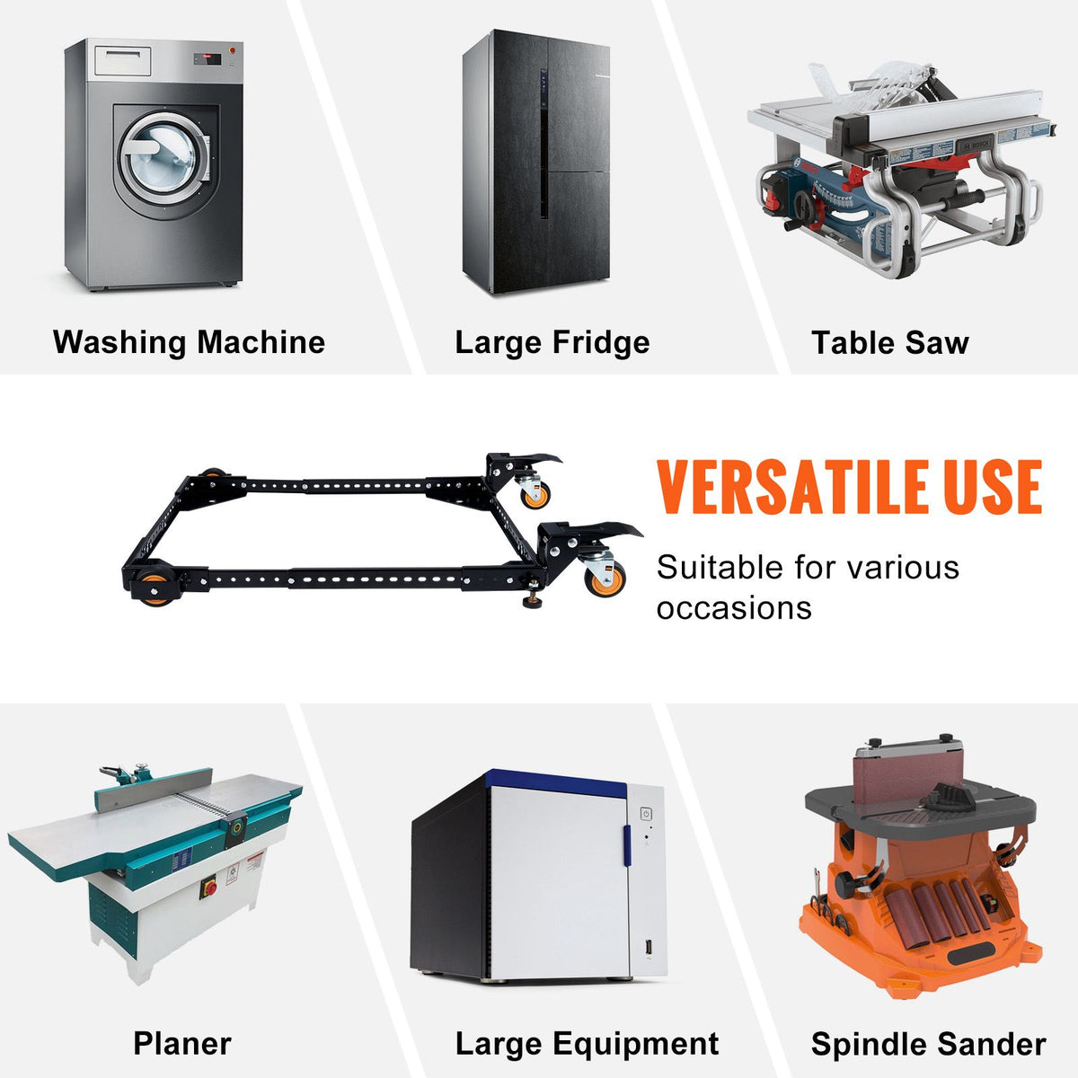Mobile Base, 295.5 kg Capacity, Adjustable from 304 x 304 mm to 914 x 914 mm, Heavy Duty Universal Mobile Base Stand with Swivel Wheels, for Woodworking Equipment, Bandsaw, Power Tools, Machines