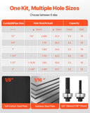 Caulking Tools: VEVOR Knockout Punch Set, 12.7 to 50.8mm SLUG-Buster Ratchet Knockout Set, Ratchet Wrench Knockouts Punch Sets for Aluminum, Mild steel, Fiberglass, Plastics, 6 Die Sizes, 40Cr Steel Ko Tool Kit