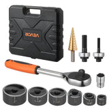 Caulking Tools: VEVOR Knockout Punch Set, 12.7 to 50.8mm SLUG-Buster Ratchet Knockout Set, Ratchet Wrench Knockouts Punch Sets for Aluminum, Mild steel, Fiberglass, Plastics, 6 Die Sizes, 40Cr Steel Ko Tool Kit