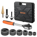 Caulking Tools: VEVOR Knockout Punch Set, 12.7 to 50.8mm SLUG-Buster Ratchet Knockout Set, Ratchet Wrench Knockouts Punch Sets for Aluminum, Mild steel, Fiberglass, Plastics, 6 Die Sizes, 40Cr Steel Ko Tool Kit