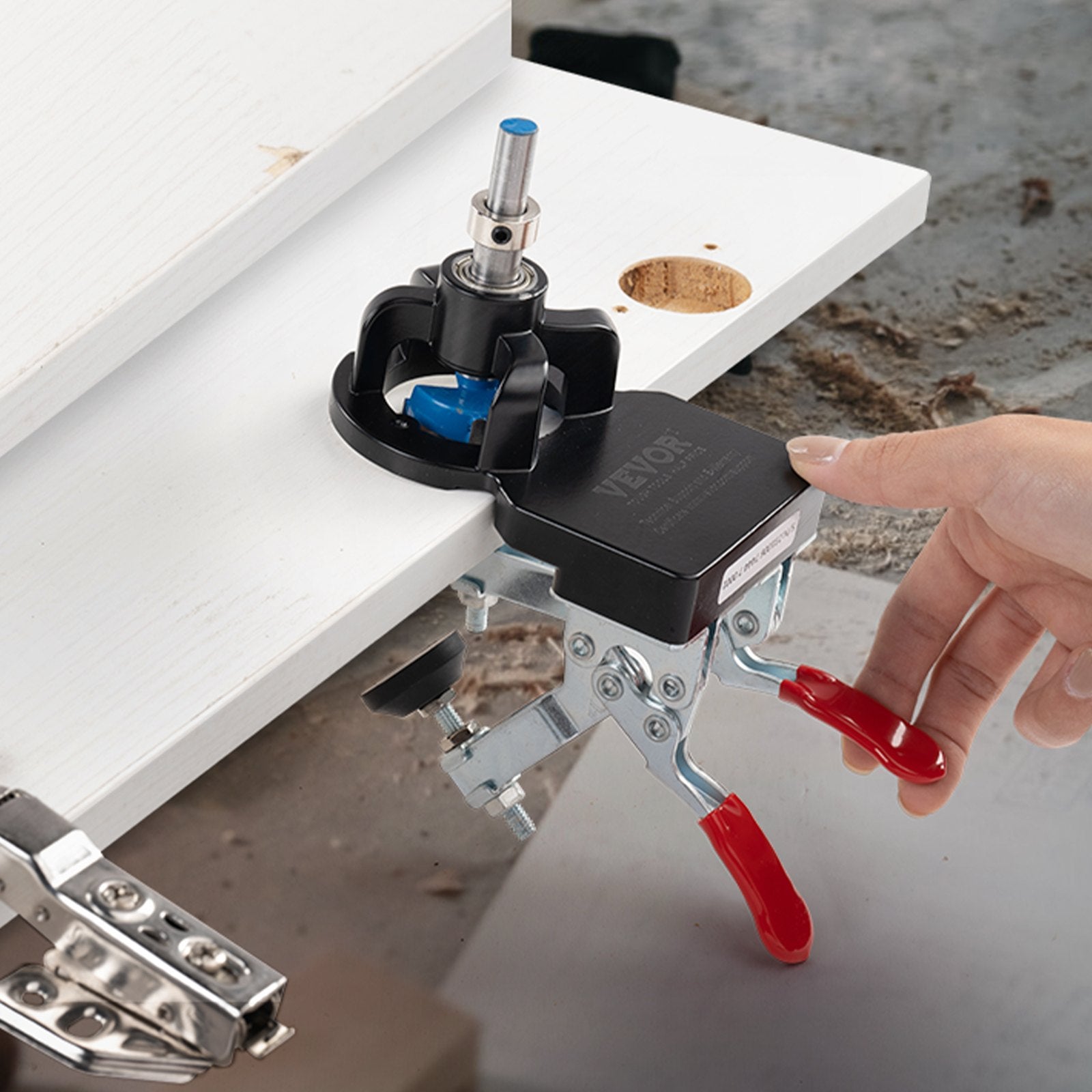 Hand Tools: VEVOR 35 mm Concealed Door Hinge Jig, Aluminum Alloy Cabinet Hinge Jig, Accurate Locking Dual Clamp Fixation Hinge Drill Jig with Accessories, Woodworking Tool for Doors Cabinets Hinges Mounting