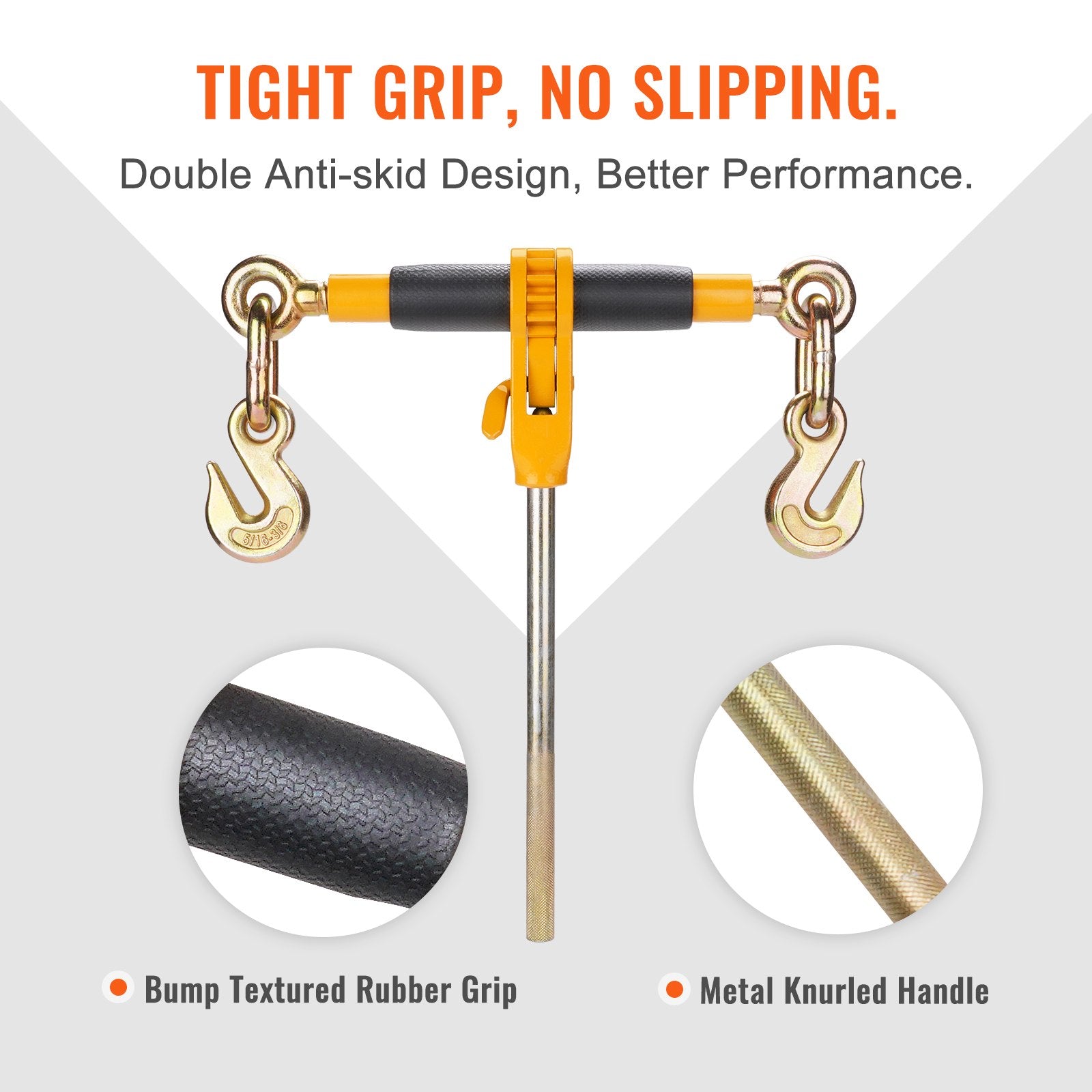 Hand Tools: VEVOR Ratchet Chain Binder, 0.9-1.27 cm Heavy Duty Load Binders, with G80 Hooks 5443 kg Secure Load Limit, Labor-saving Anti-skid Handle, Tie Down Hauling Chain Binders for Flatbed Truck Trailer, 4 Pc