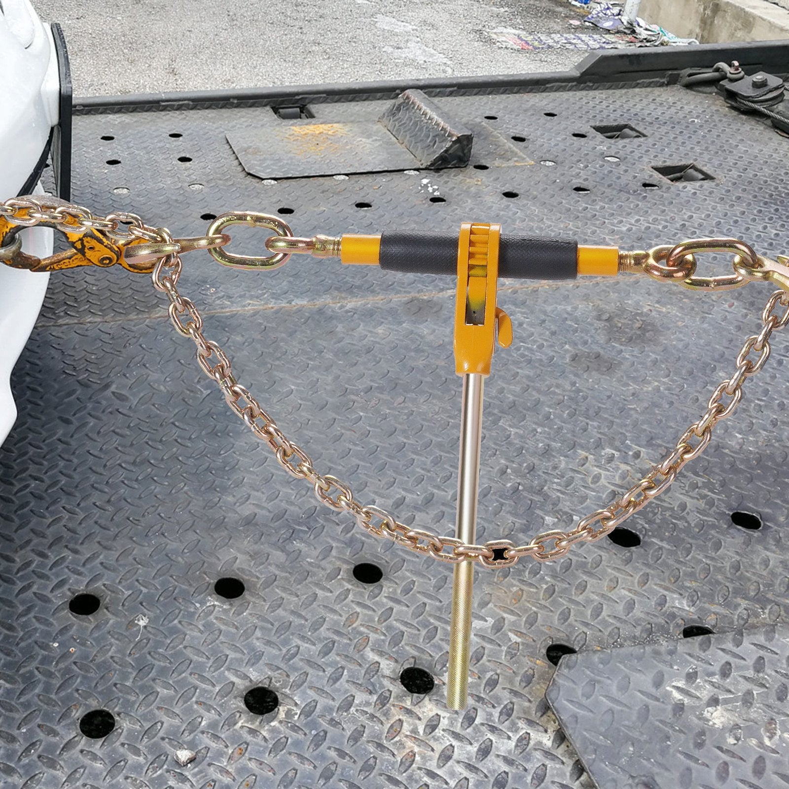 Hand Tools: VEVOR Ratchet Chain Binder, 0.9-1.27 cm Heavy Duty Load Binders, with G80 Hooks 5443 kg Secure Load Limit, Labor-saving Anti-skid Handle, Tie Down Hauling Chain Binders for Flatbed Truck Trailer, 4 Pc