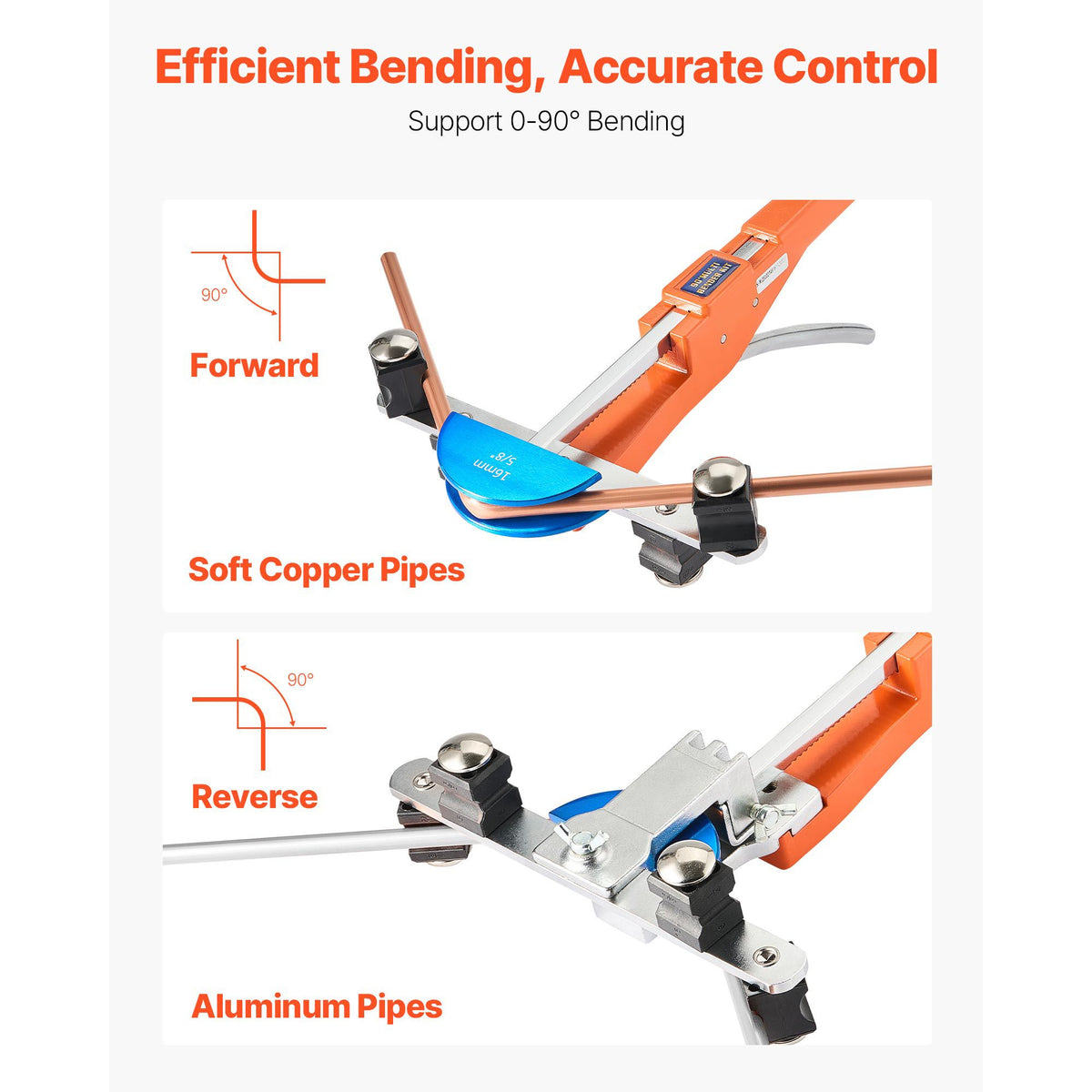 Tubing Bender Kit, 6 mm to 22 mm, Compact Ratcheting Tube Pipe Bender, Forward/Reverse Hand Bending Tool, with 7 Color Aluminium Alloy Dies, for Copper HVAC Air Conditioning Refrigeration Repair