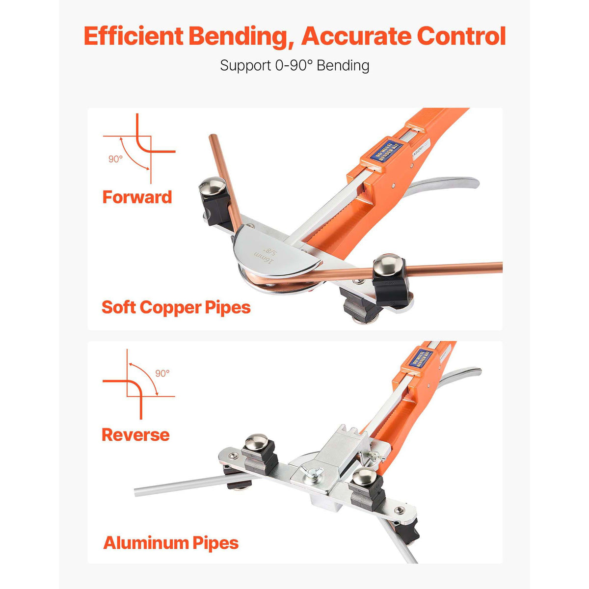 Tubing Bender Kit, 6 mm to 22 mm, Compact Ratcheting Tube Pipe Bender, Forward/Reverse Hand Bending Tool, with 7 Aluminium Alloy Dies, for Copper HVAC Air Conditioning Refrigeration Auto Repair