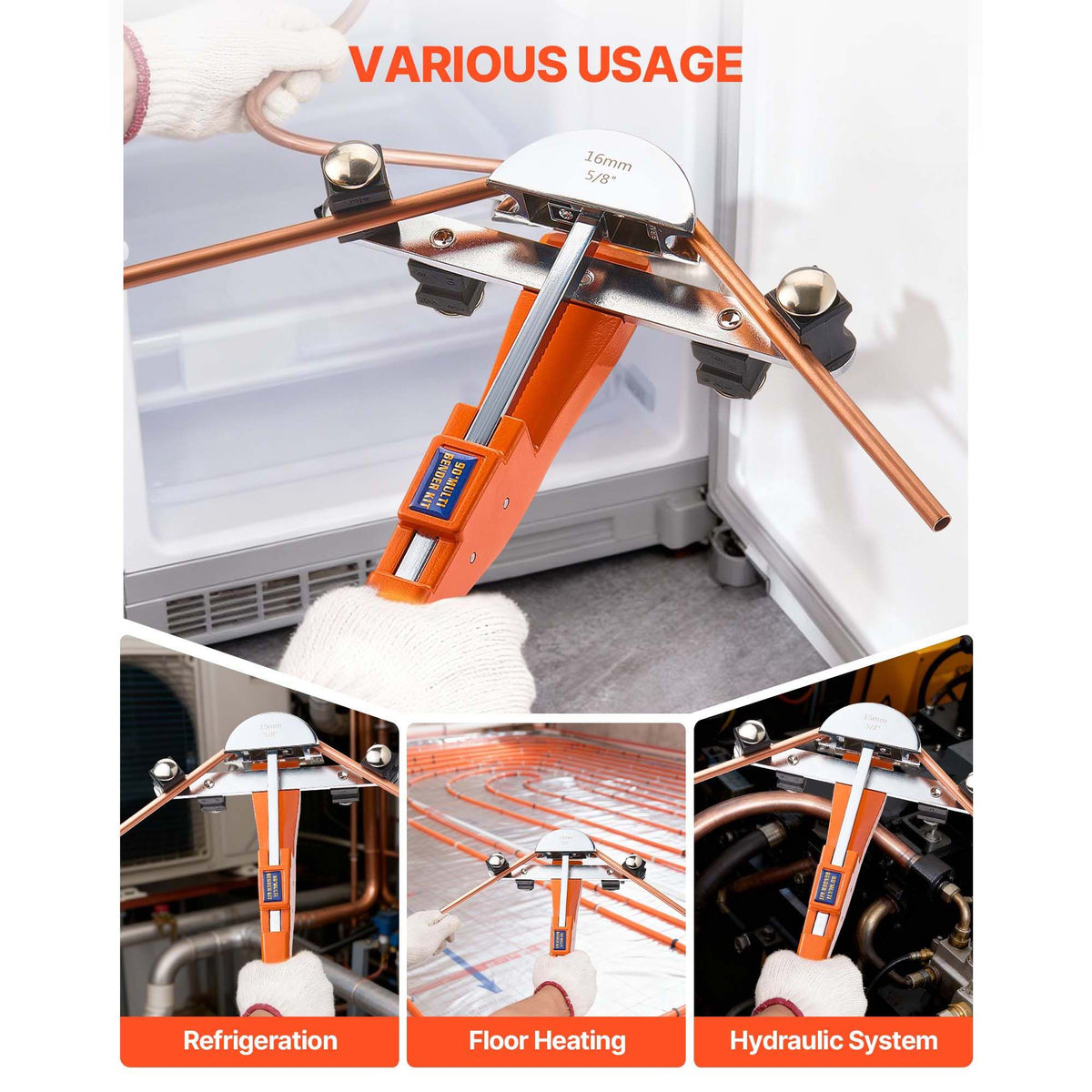 Tubing Bender Kit, 6 mm to 22 mm, Compact Ratcheting Tube Pipe Bender, Forward/Reverse Hand Bending Tool, with 7 Aluminium Alloy Dies, for Copper HVAC Air Conditioning Refrigeration Auto Repair